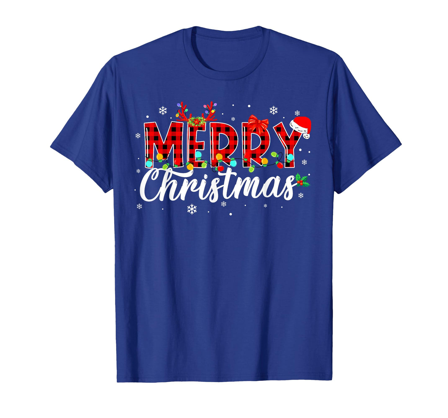 Merry Christmas Buffalo Plaid Red Santa Family Matching Xmas T-Shirt