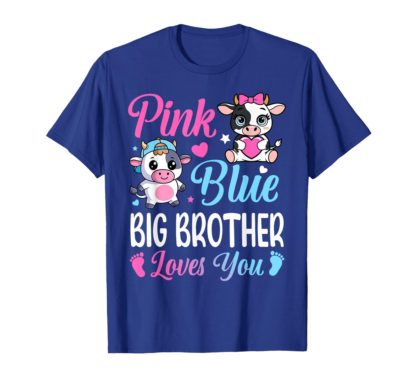 Pink Or Blue Big Brother Loves You Cow Gender Reveal Family T-Shirt