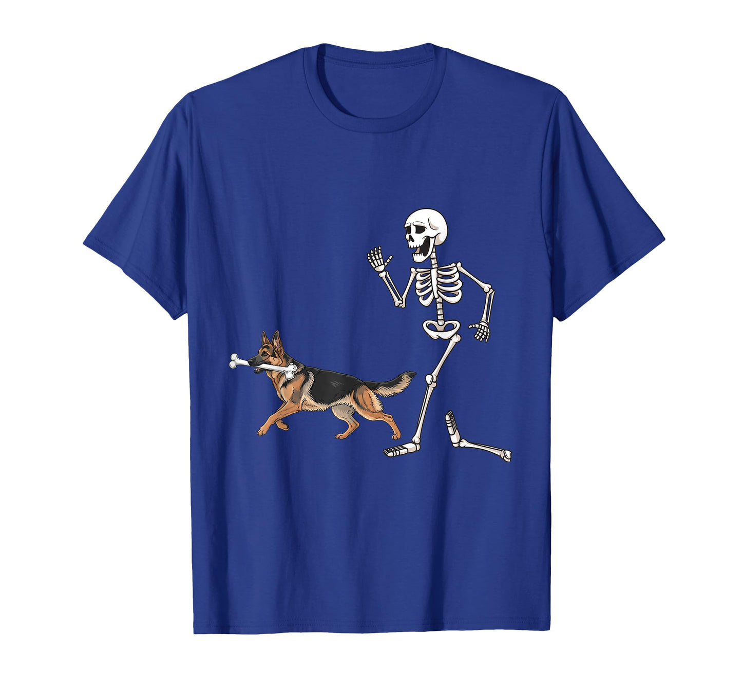 Funny Halloween German Shepherd and Skeleton T-Shirt