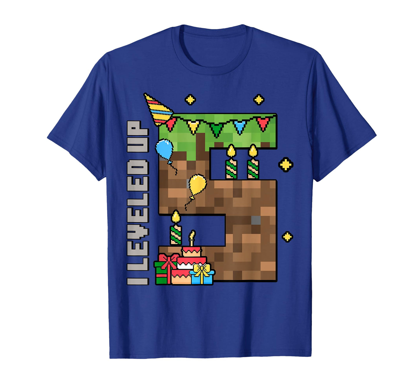 5th Birthday Boy I Leveled Up 5 Pixel Birthday Gamer T-Shirt