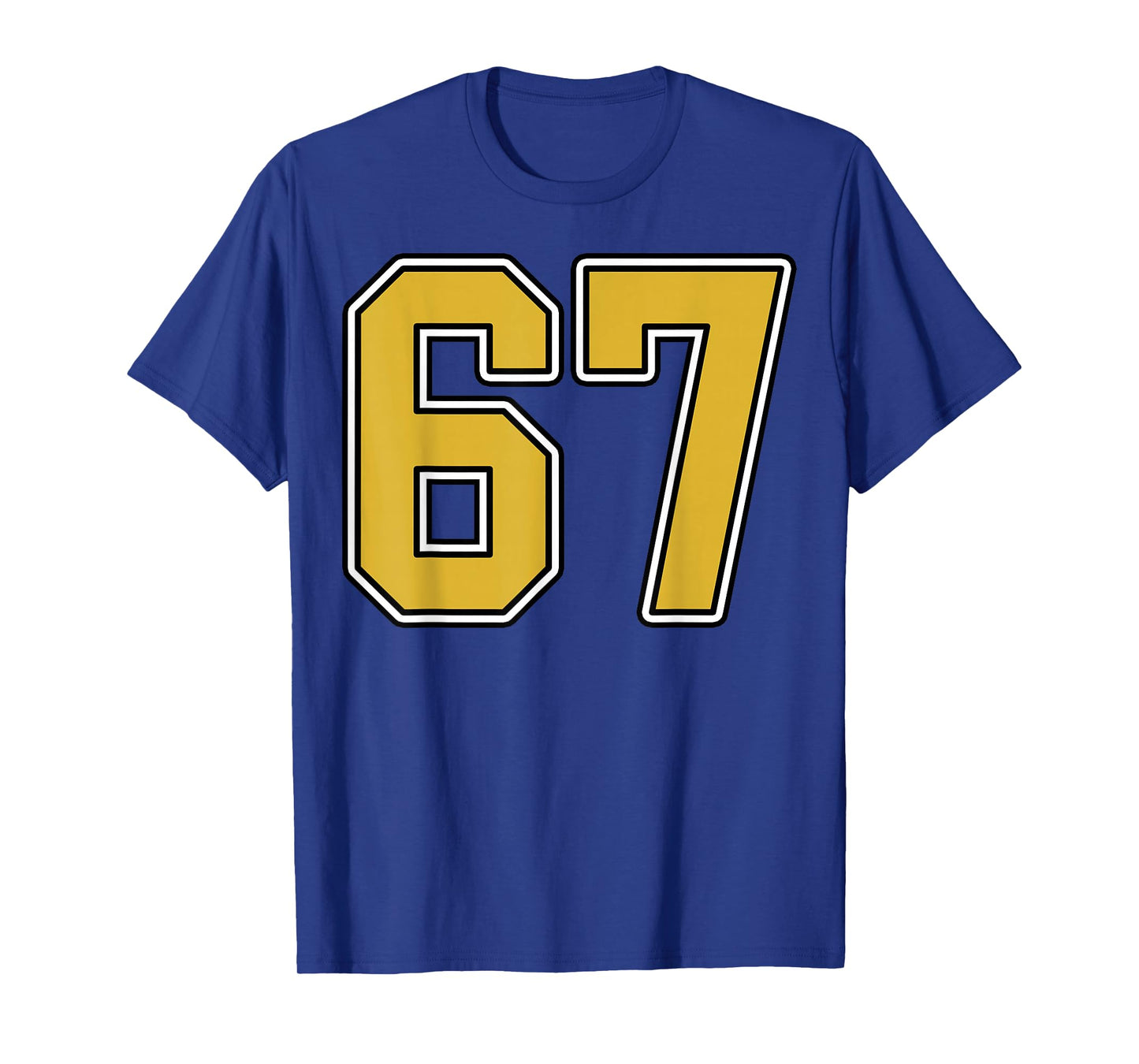 Old Gold Black White Sports Number 67 Jersey Uniform Player T-Shirt