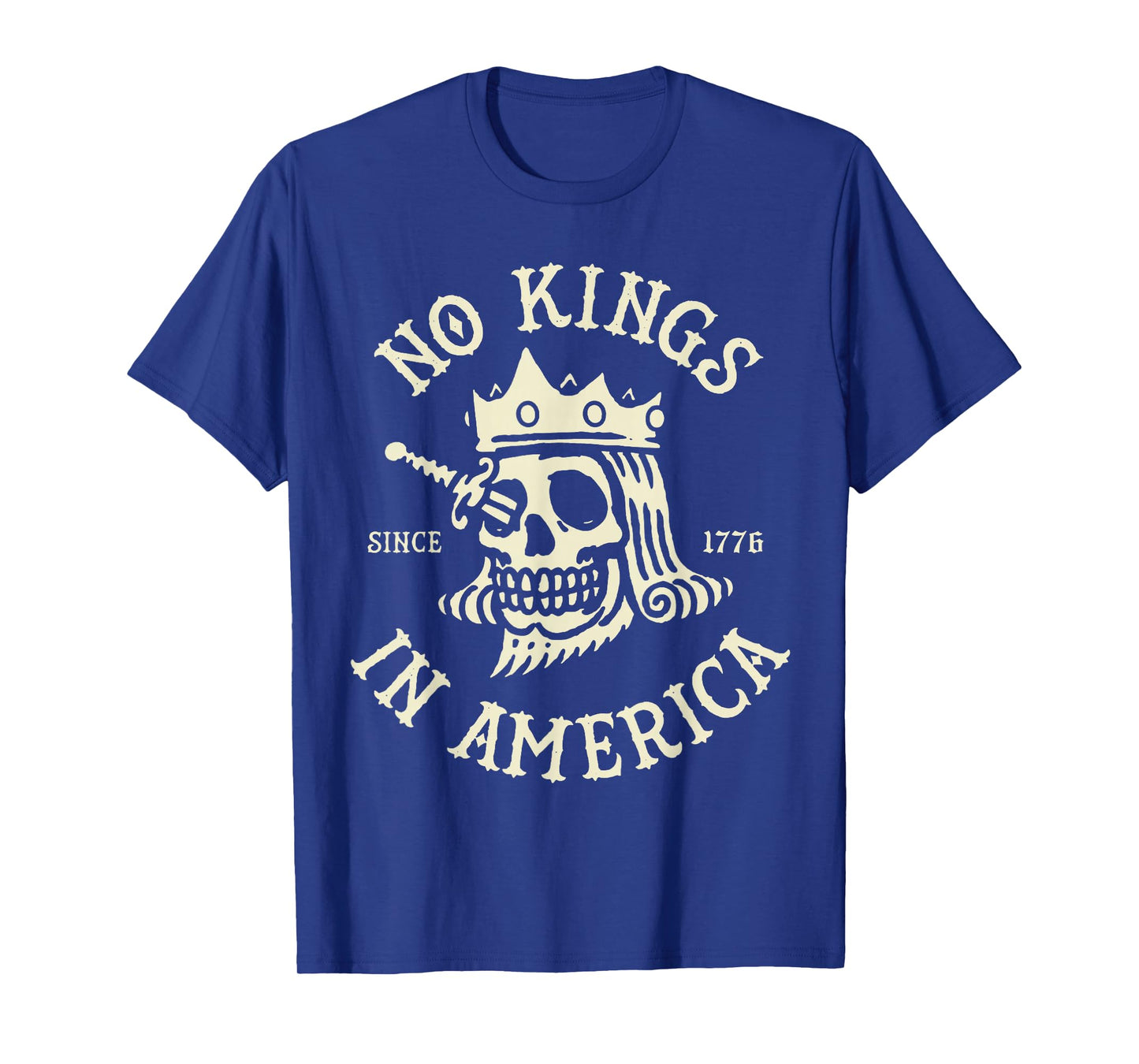 No Kings in America Since 1776 Patriotic Skull Art T-Shirt