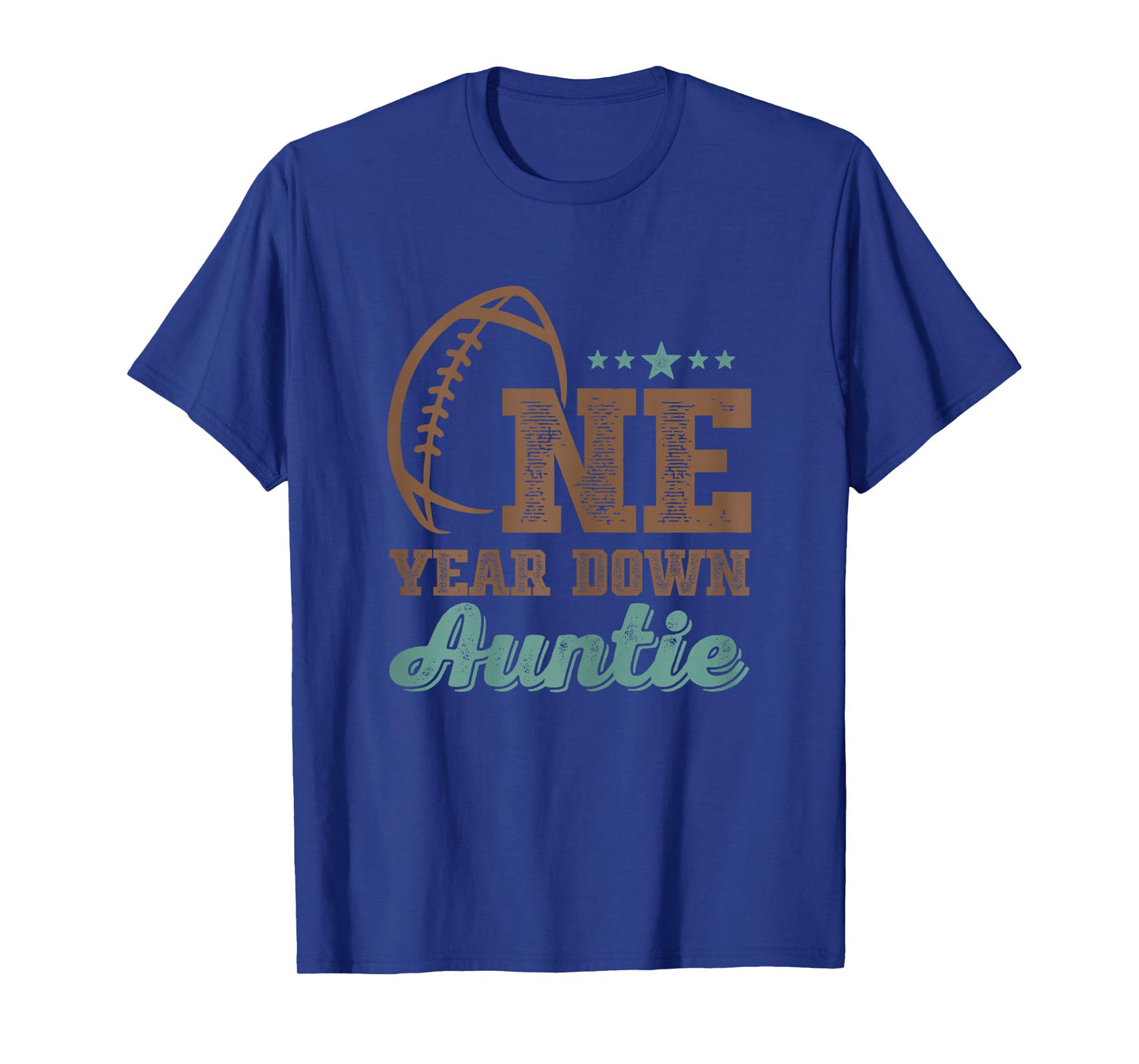 Auntie Of The Birthday Boy 1st Year Down Birthday Football T-Shirt