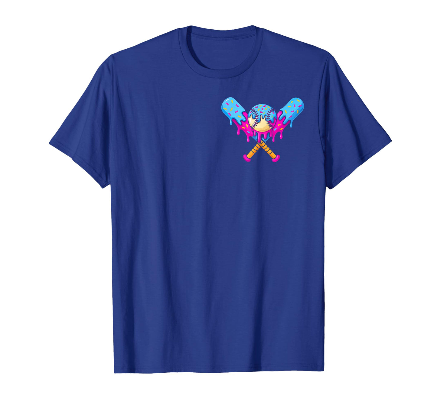Baseball Drip Pocket Boys Bats Ice Cream Drip Youth Sports T-Shirt