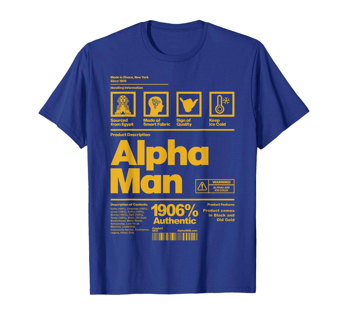 Mens Alpha African 1906 Fraternity Information Description T-Shirt