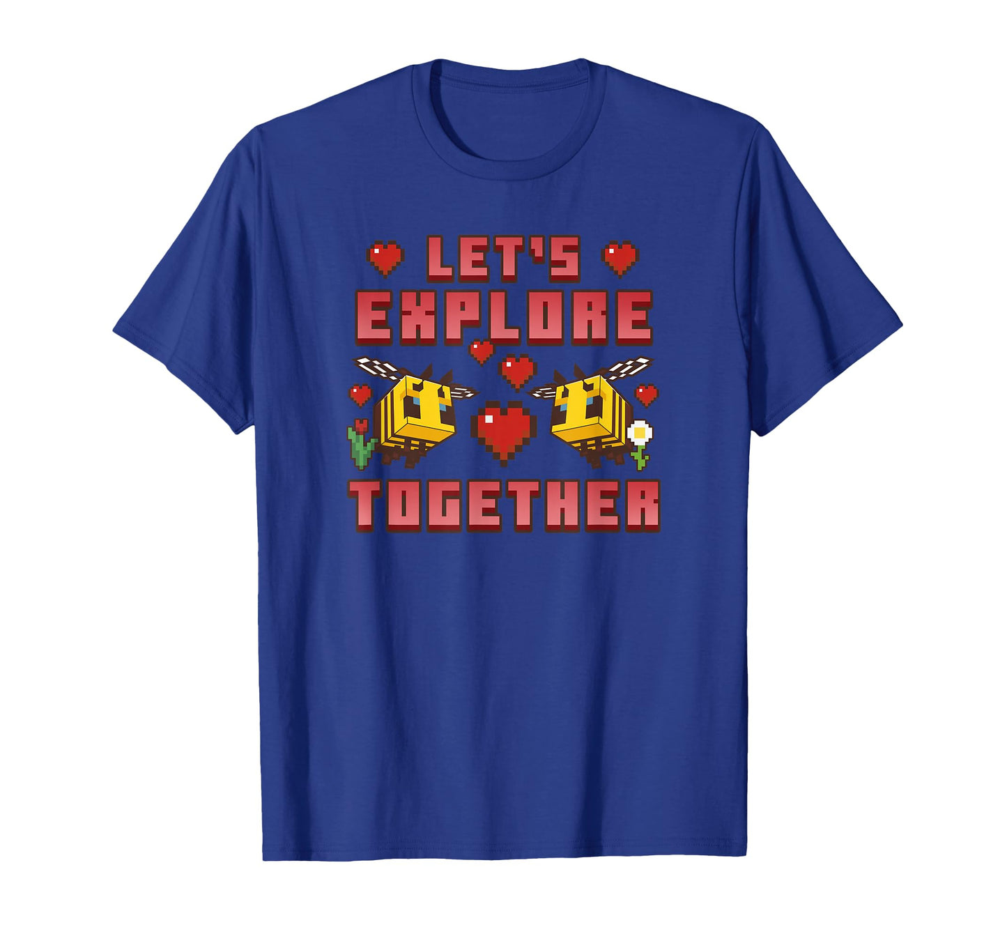 Minecraft Bees Let's Explore Together Hearts T-Shirt