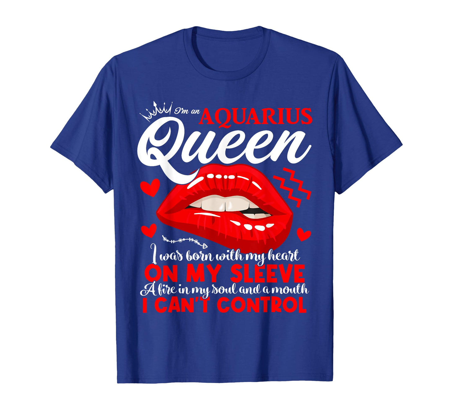 Aquarius Queen Aquarius Zodiac Sign Women Girls Birthday Lip T-Shirt