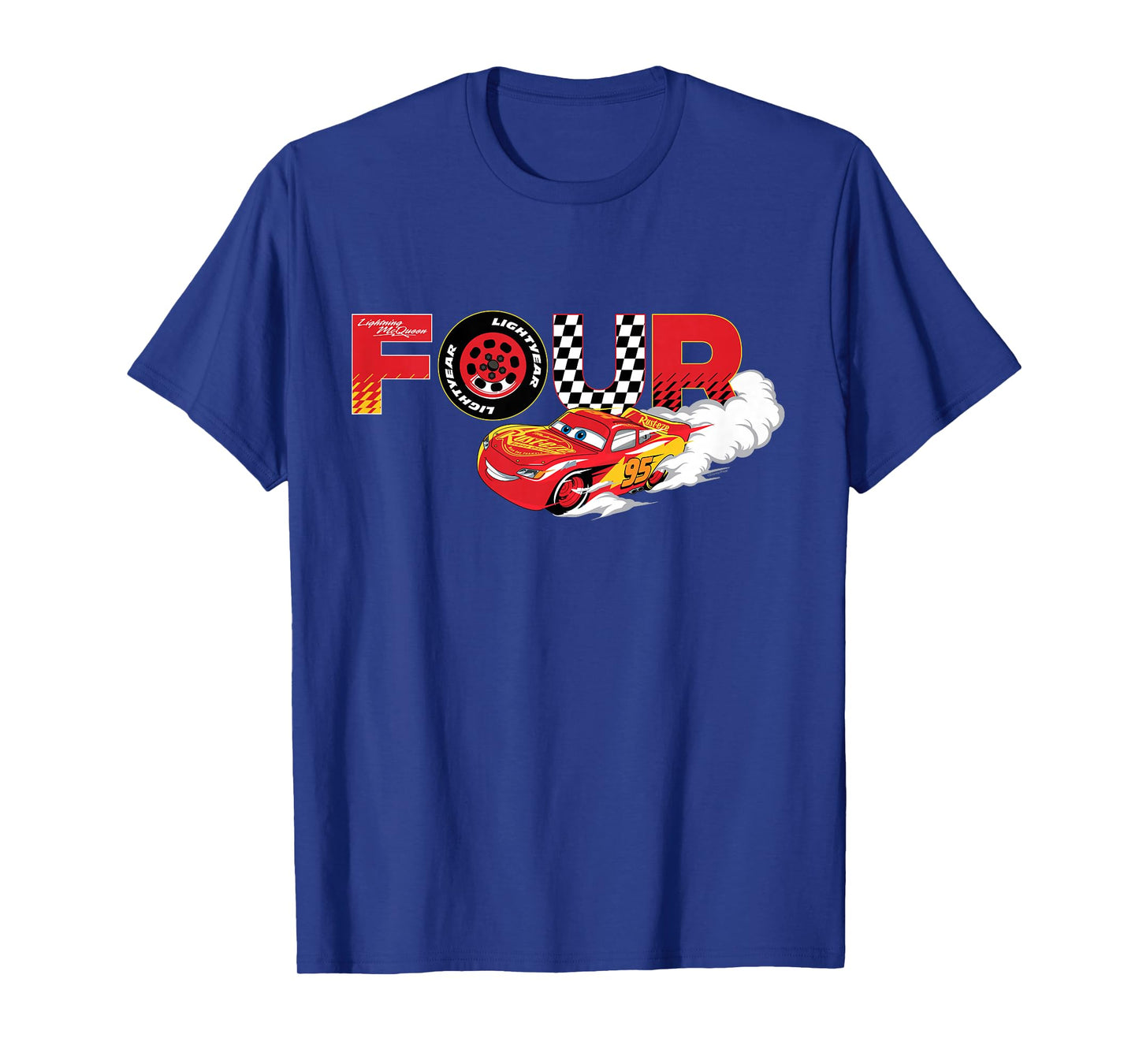 Disney & Pixar's Cars Numbers 4 Fourth 4th Birthday Party T-Shirt
