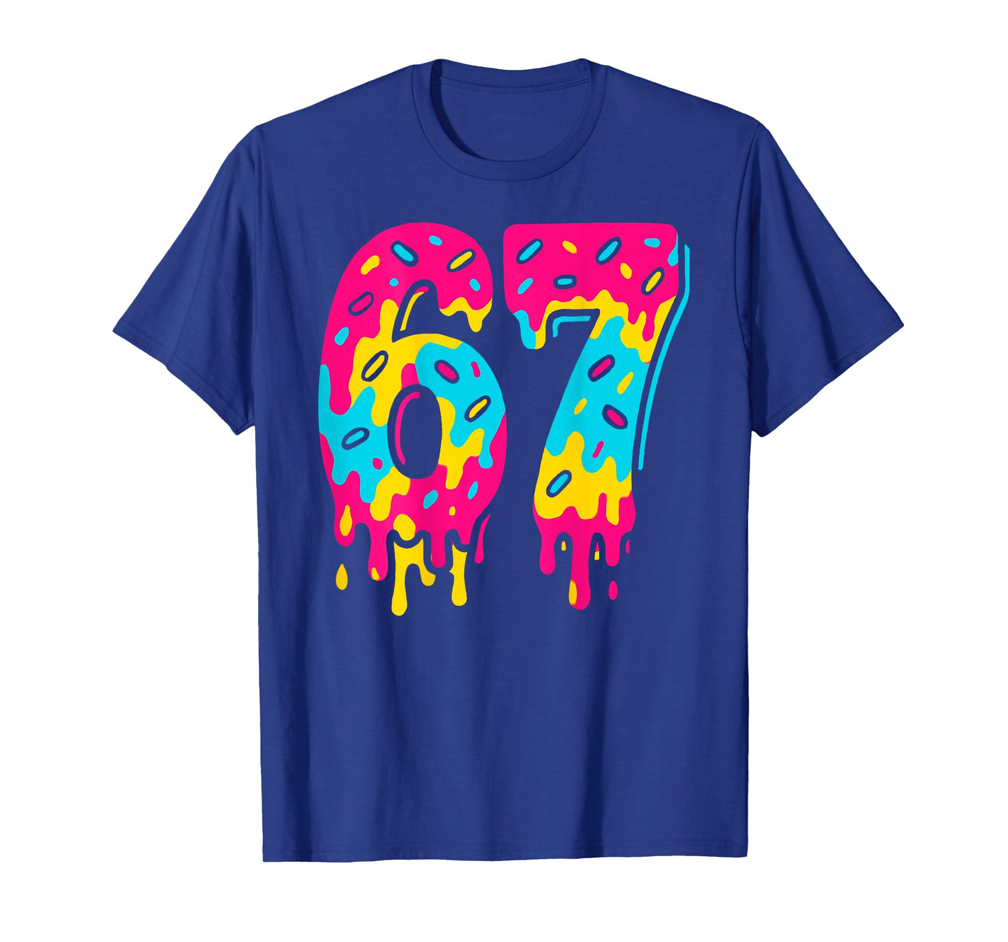 Six Seven Ice Cream Drip 67 Meme Gen Alpha Slang (On Back) T-Shirt