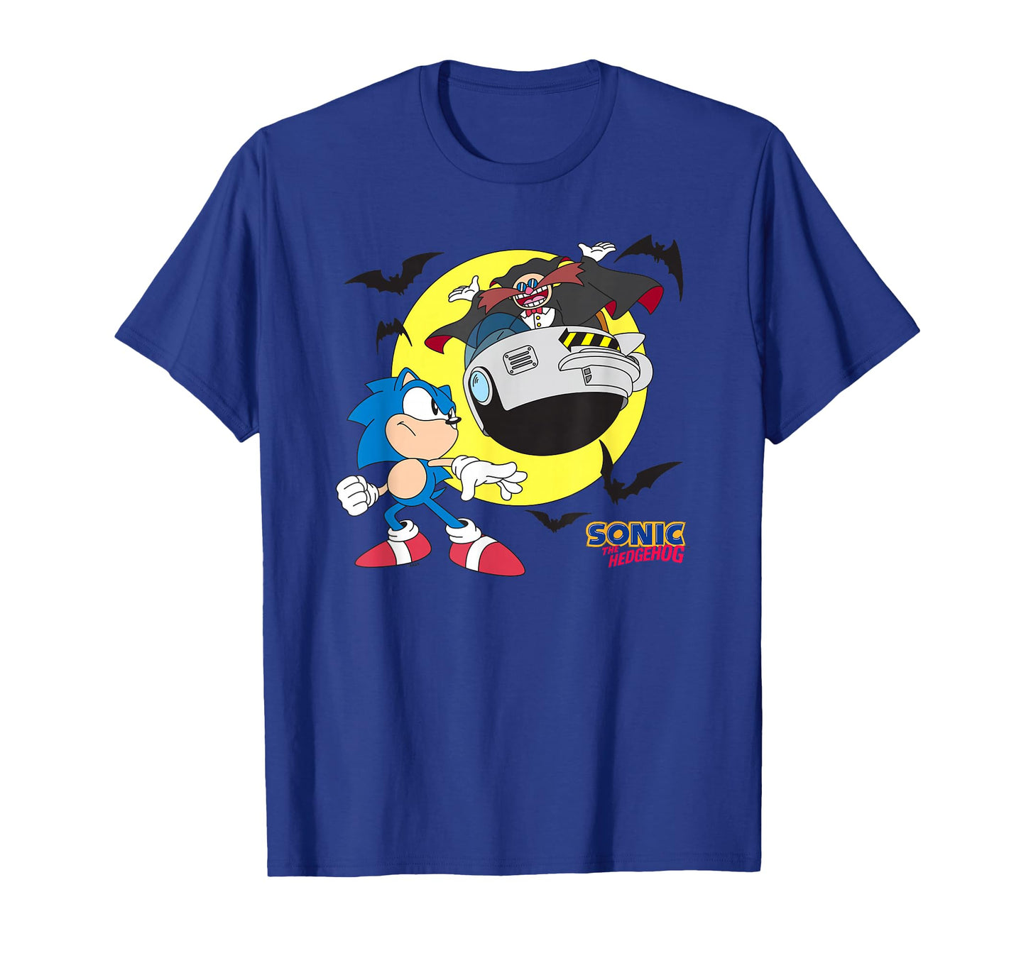 Sonic The Hedgehog Halloween Sonic Vs Dr Eggman Chest Logo T-Shirt