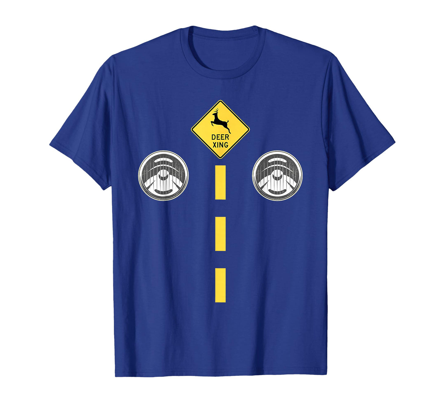 Deer Headlights with Road Markings Couples Costume Halloween T-Shirt