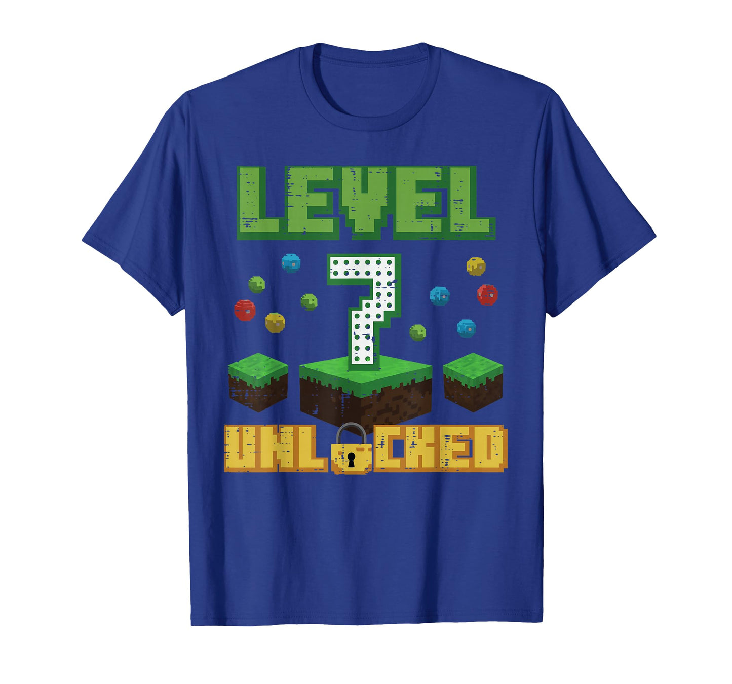 Level 7 Unlocked Pixel Gamer 7th Birthday Gaming Boys Kids T-Shirt
