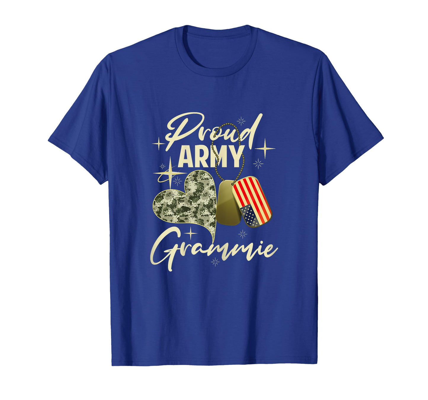 Proud Army Grammie Camouflage Mother's Day Dog Tag US Flag T-Shirt for Women
