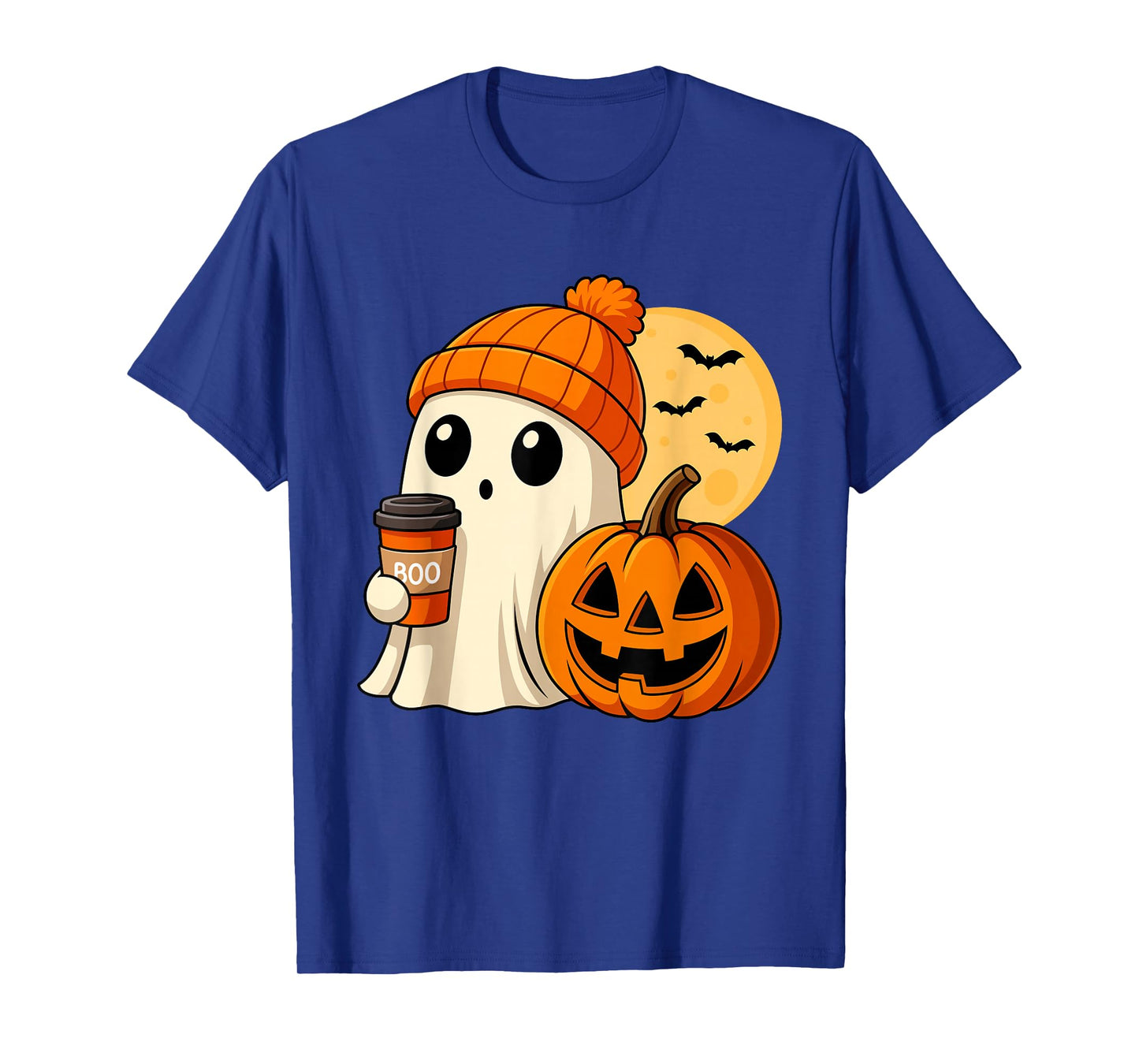 Halloween Ghost Coffee Pumpkin Spooky Season Women Kids Men T-Shirt