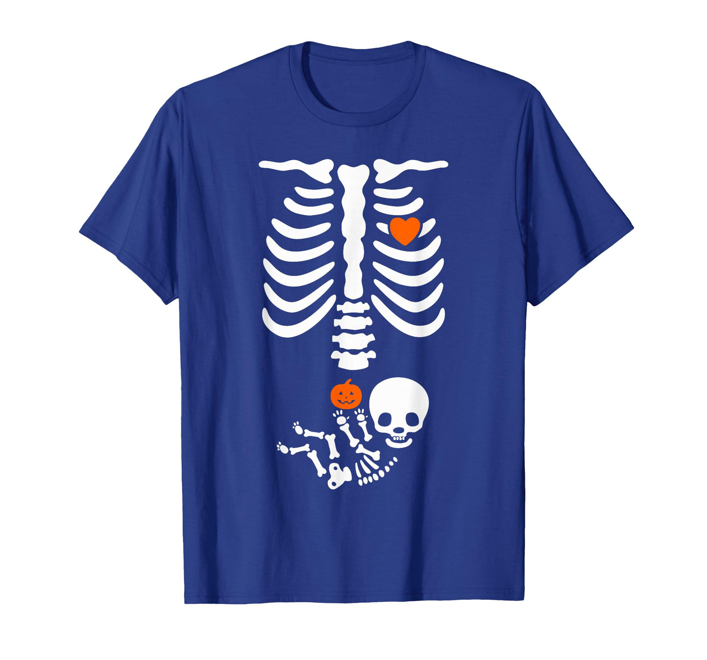 Halloween Skeleton Baby Rib Cage Pregnant Pumpkin New Mom T-Shirt