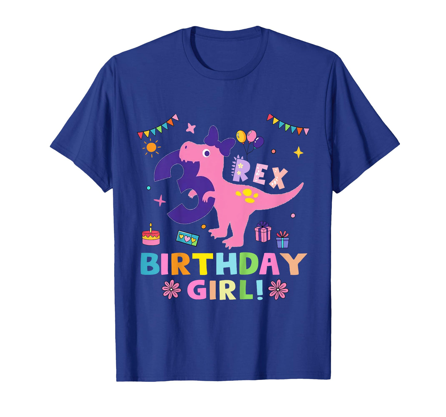 Kids Rawr Im T Rex Dinosaur Birthday 3 Year Old Girls T-Shirt