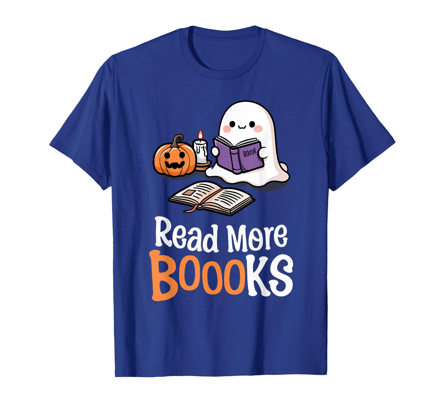 Halloween Teacher Women Cute Reading Ghost Read More Books T-Shirt