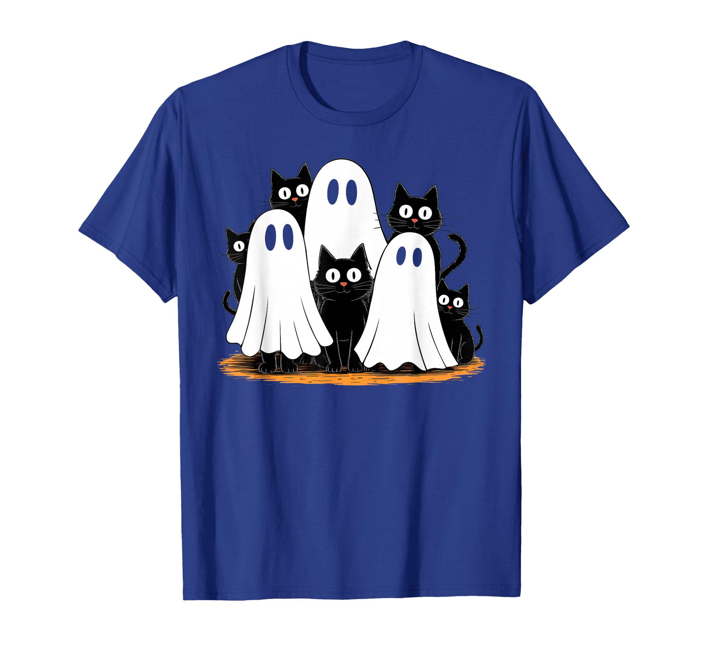 Cute Ghost Black Cat Halloween Costume Men Women Spooky Cat T-Shirt