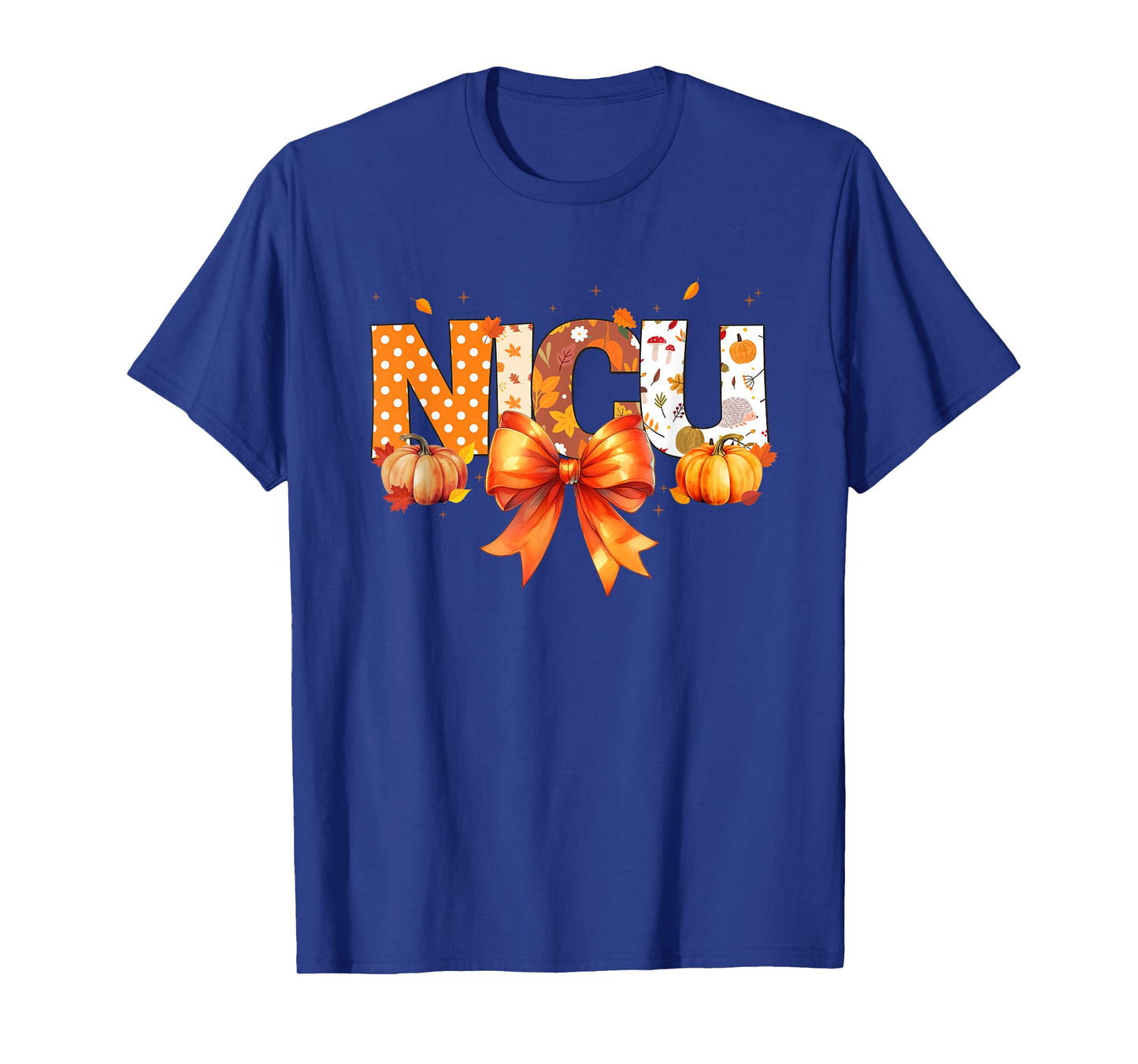 Love NICU Pumpkin Leopard Autumn Fall Season Scrub Women T-Shirt