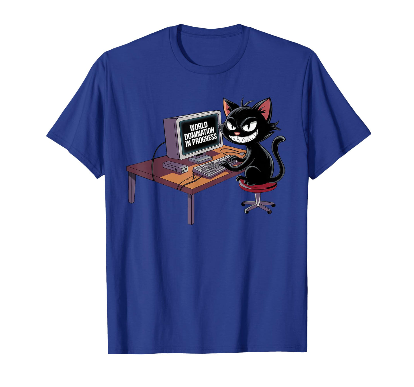 Funny Hacker Black Cat World Domination Computer Geek T-Shirt