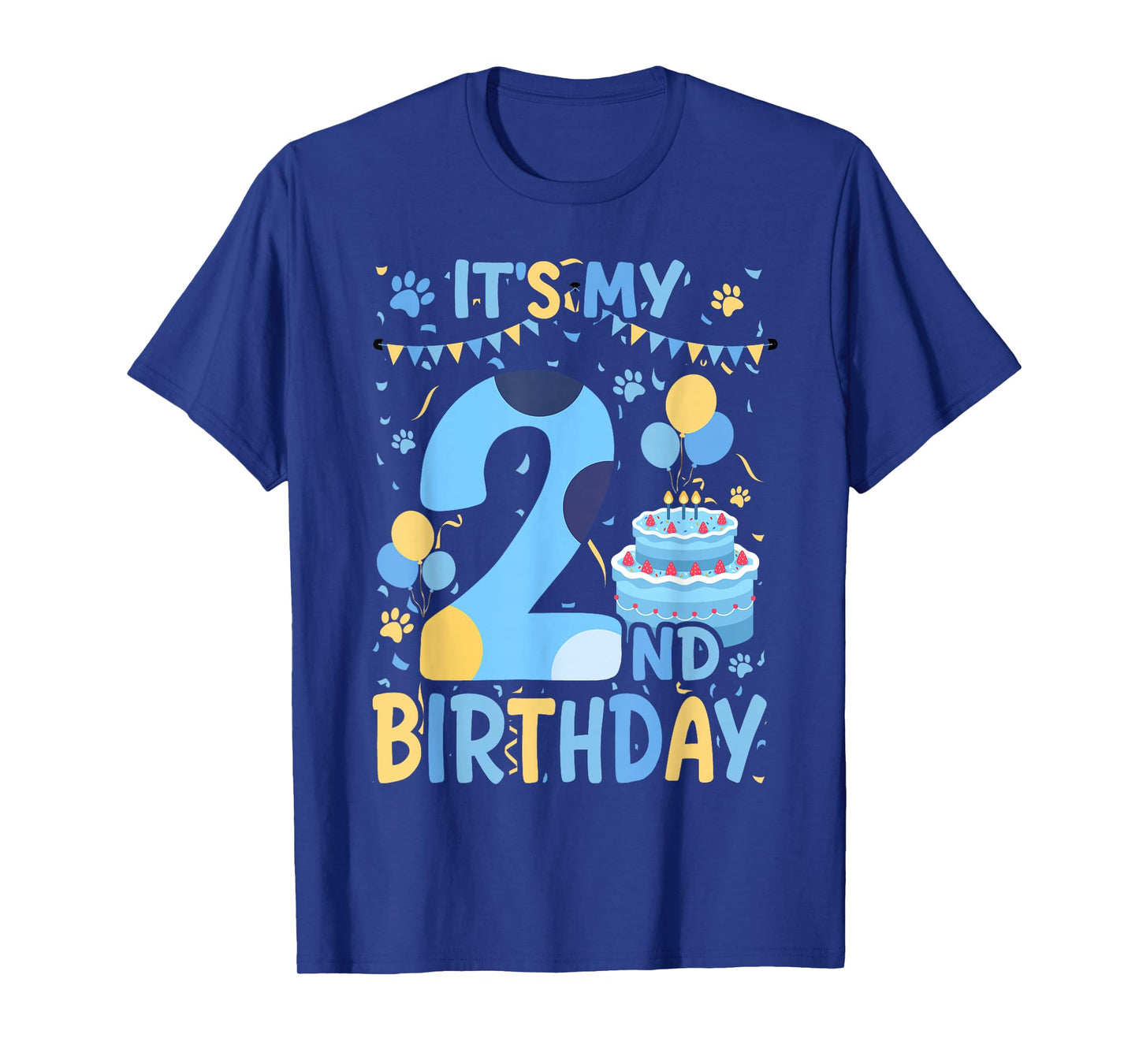 2nd Birthday Boy Blue Dog Theme Party Two Cool 2 Year Old T-Shirt