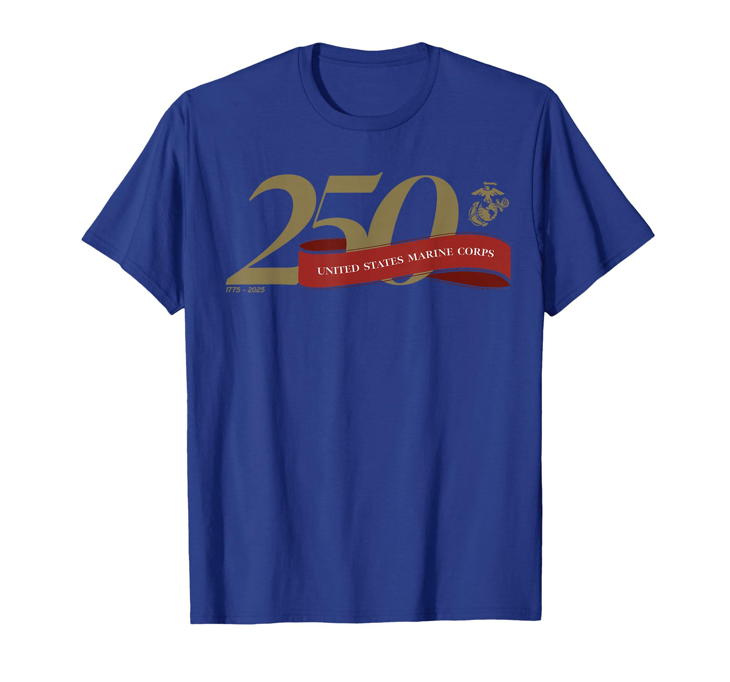 United States Marine Corps 250th Birthday Gold Logo T-Shirt