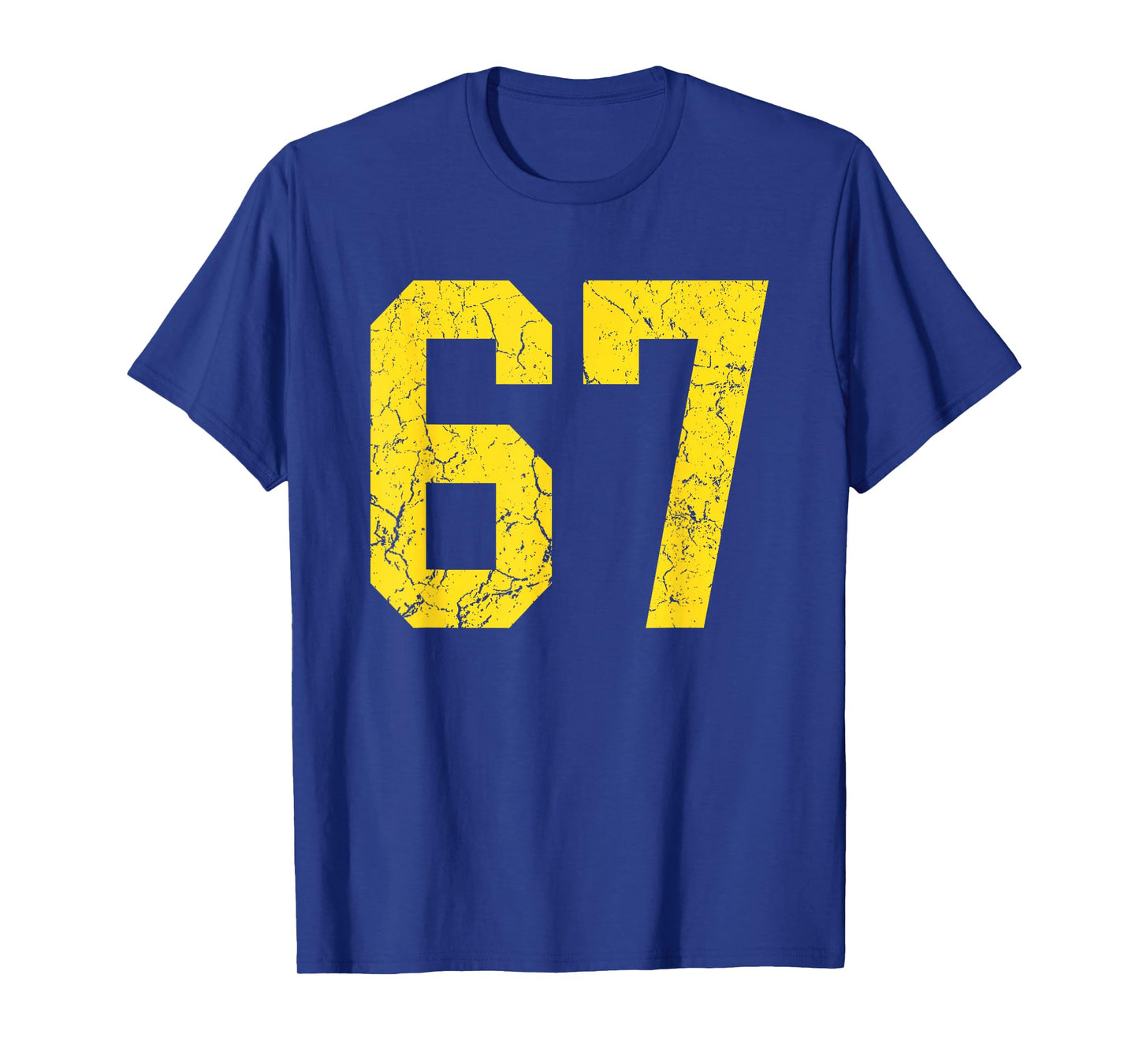 Distressed Bright Gold Number 67 Jersey Player Uniform #67 T-Shirt