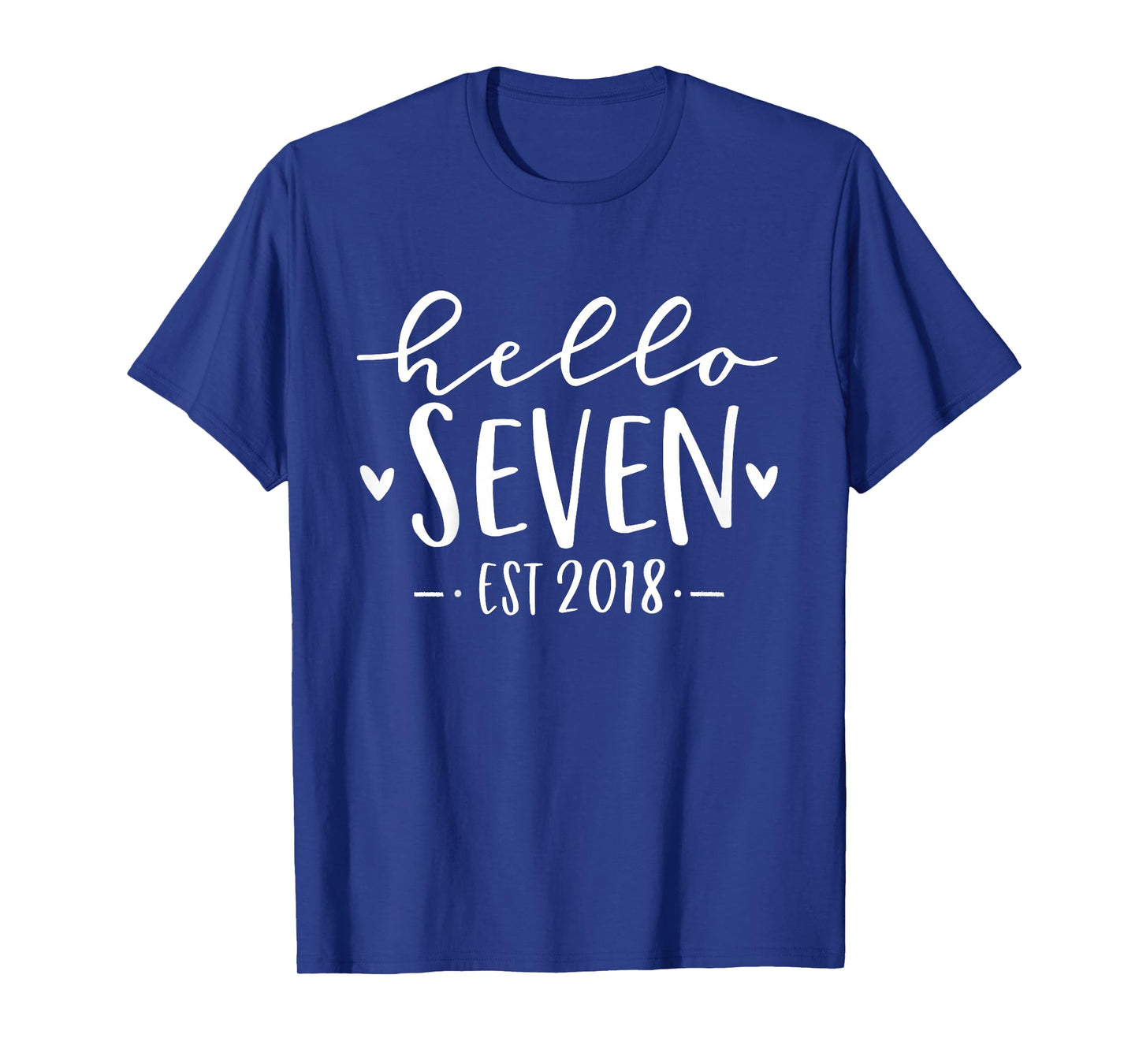 Hello Seven Est 2018 7th Birthday Girl 7-Year-Old T-Shirt