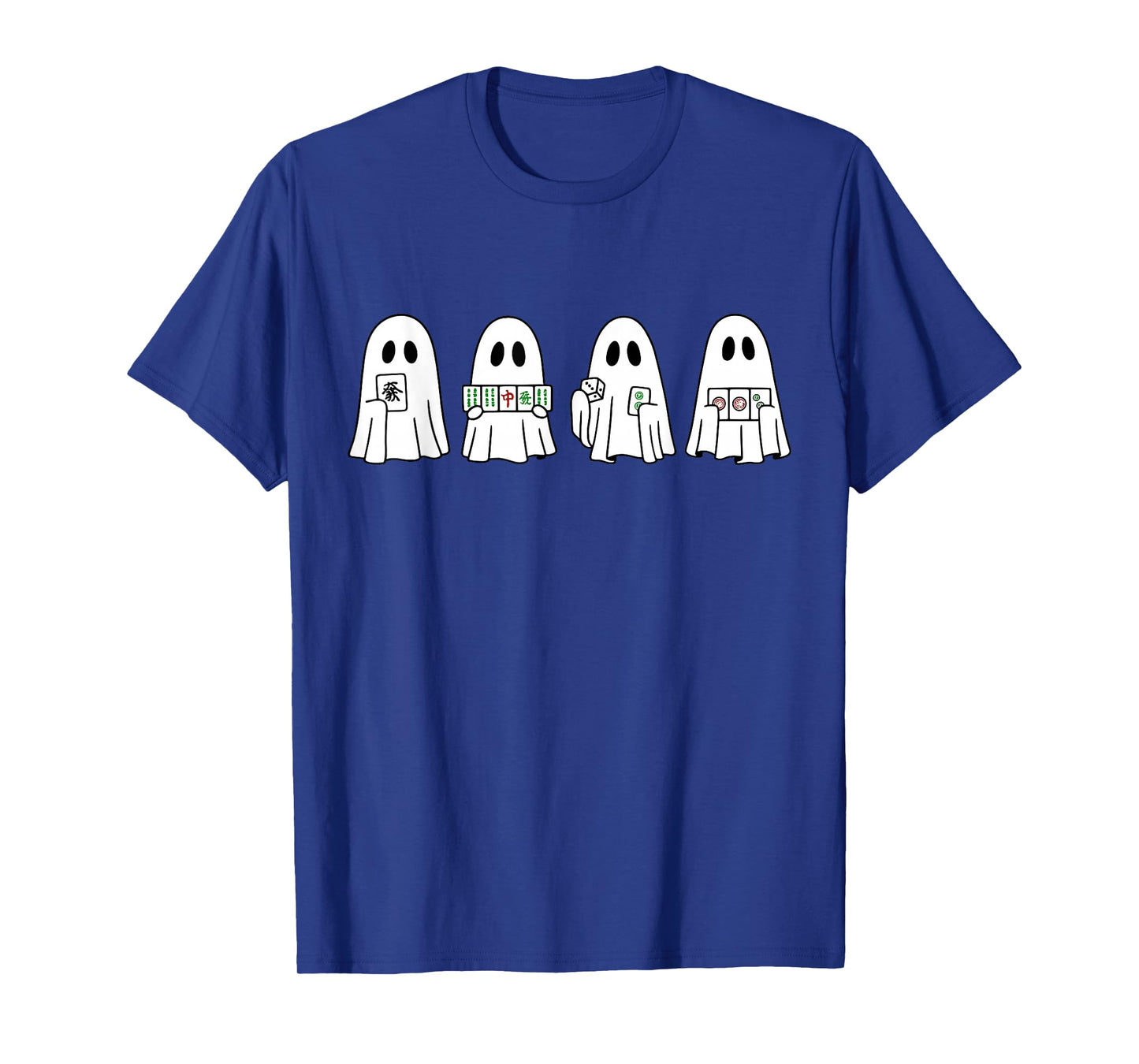 Halloween Ghost Playing Mahjong Spooky Season Game Day Fall T-Shirt