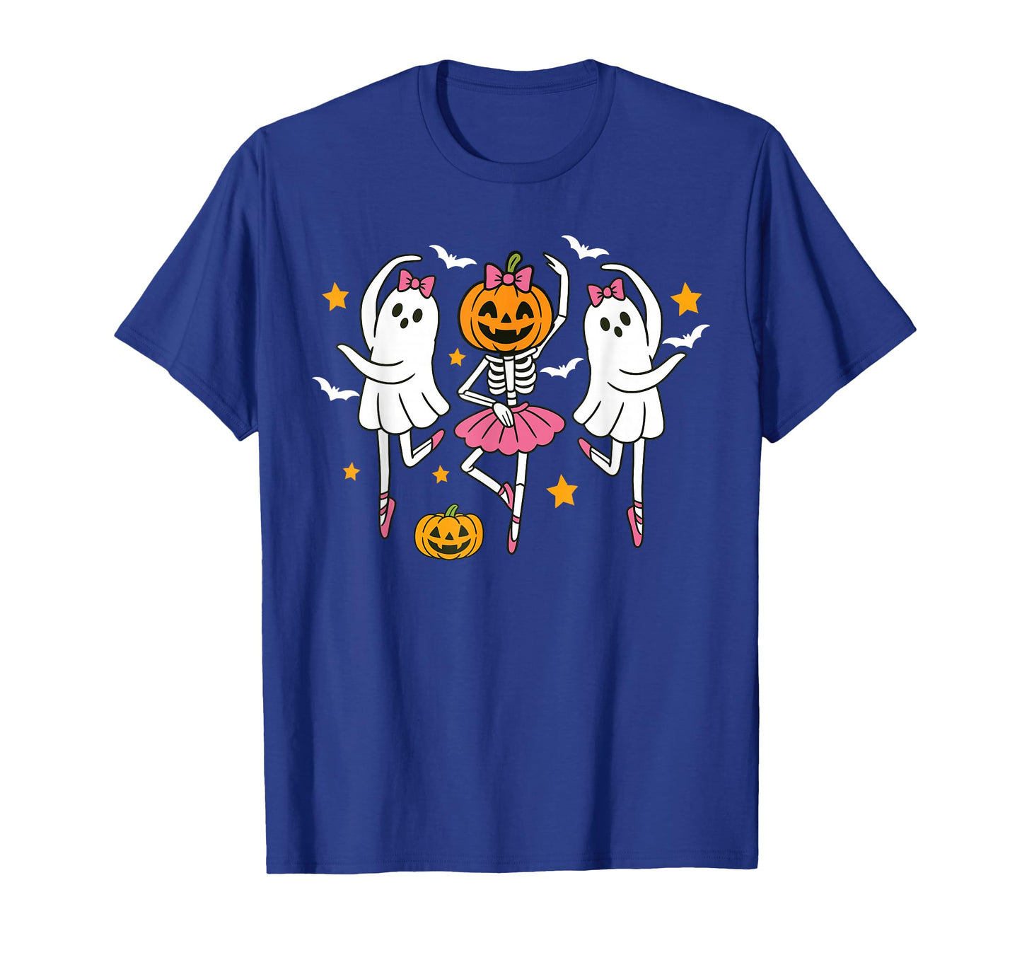 Cute Halloween Girls Ghost Ballet Women Skeleton Ballerina T-Shirt