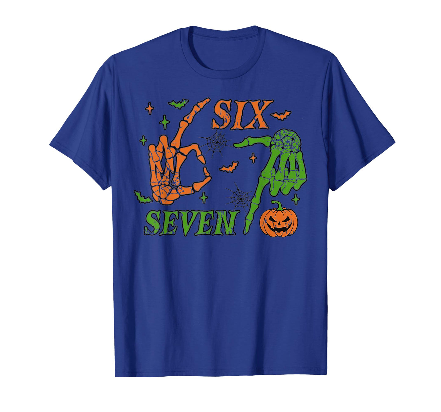 Funny Six Seven Skeleton Hands Meme Halloween Design T-Shirt