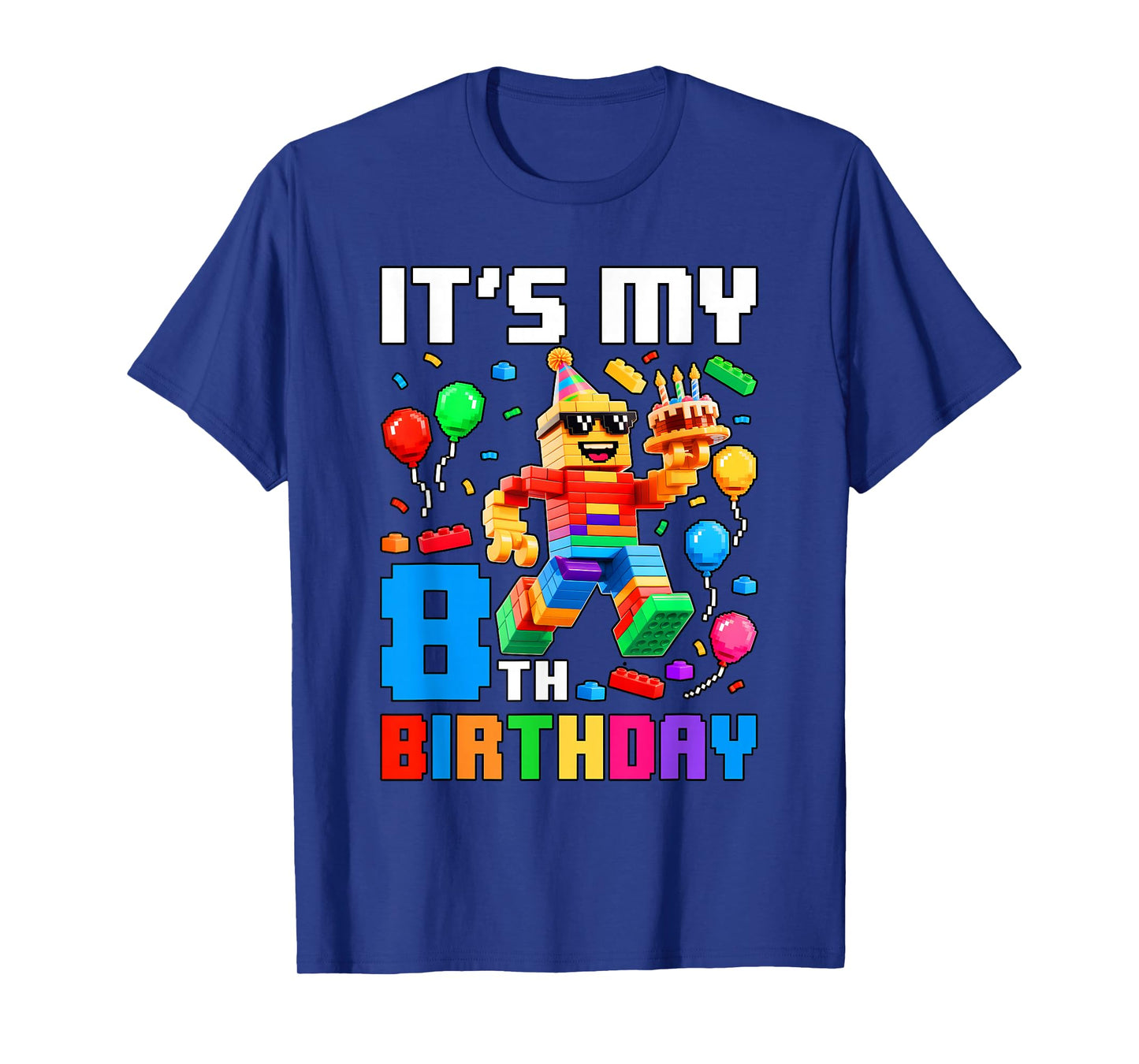 It's My 8th Birthday Building Brick 8 Years Old Boys Kids T-Shirt