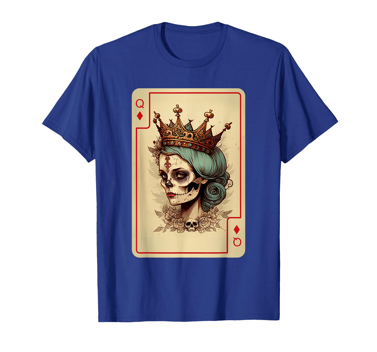 Diamond Queen Gothic Poker Card Game Creepy Queen of Diamond T-Shirt