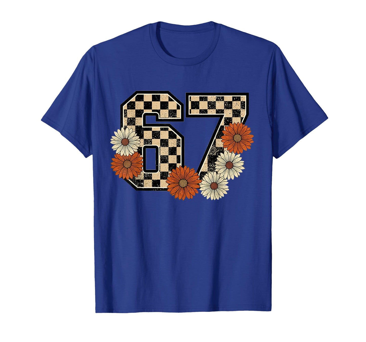 6 7 Retro Fall Meme Checkerboard Tee Haunted by 67 Six Seven T-Shirt