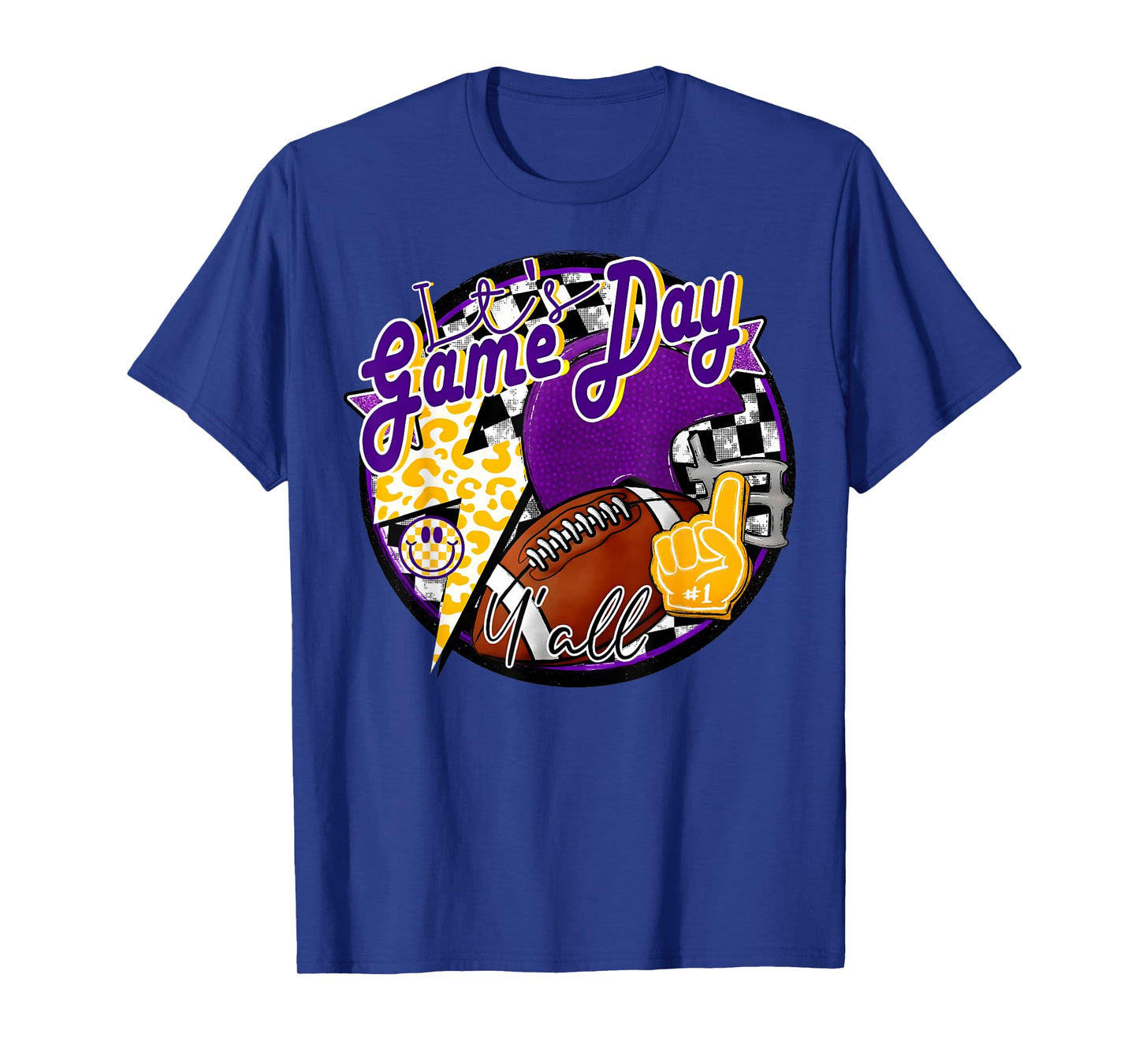 It's Game Day Y'all Retro Football Team Spirit Purple & Gold T-Shirt