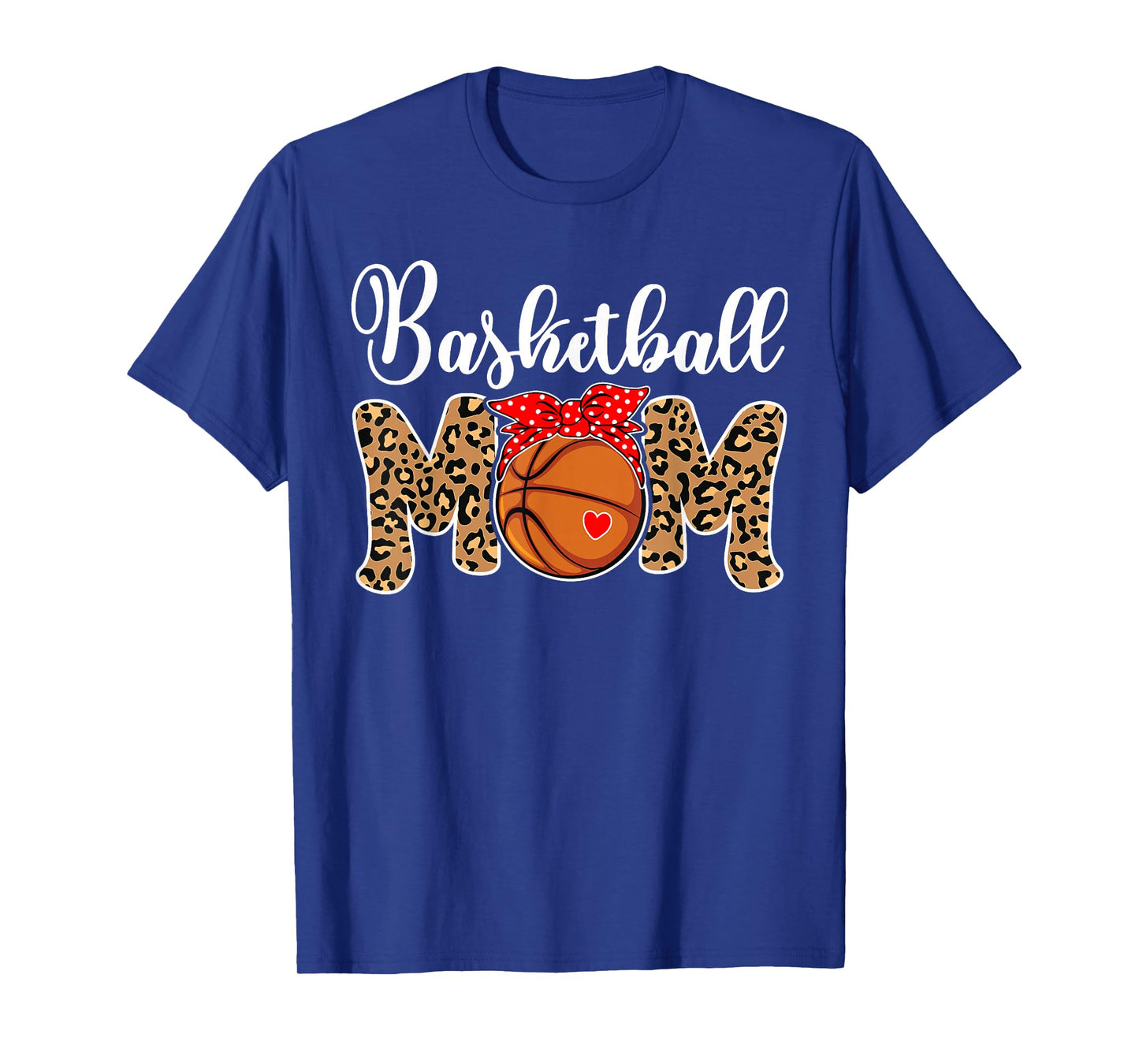 Basketball Mom Leopard Messy Bun Game Day Funny Mothers Day T-Shirt