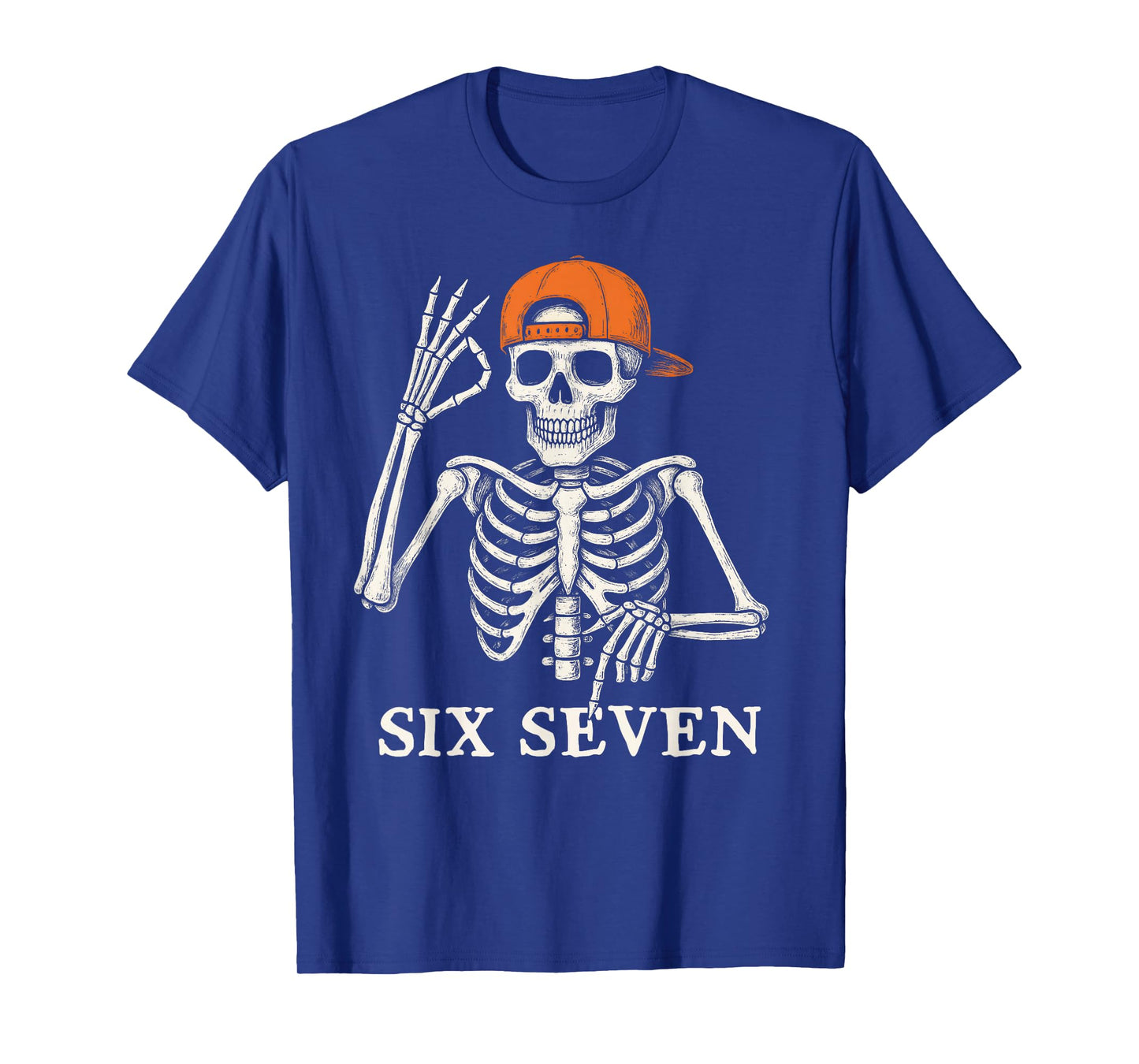 6 7 Meme Gen Alpha Halloween Skeleton Hands Sign Six Seven T-Shirt