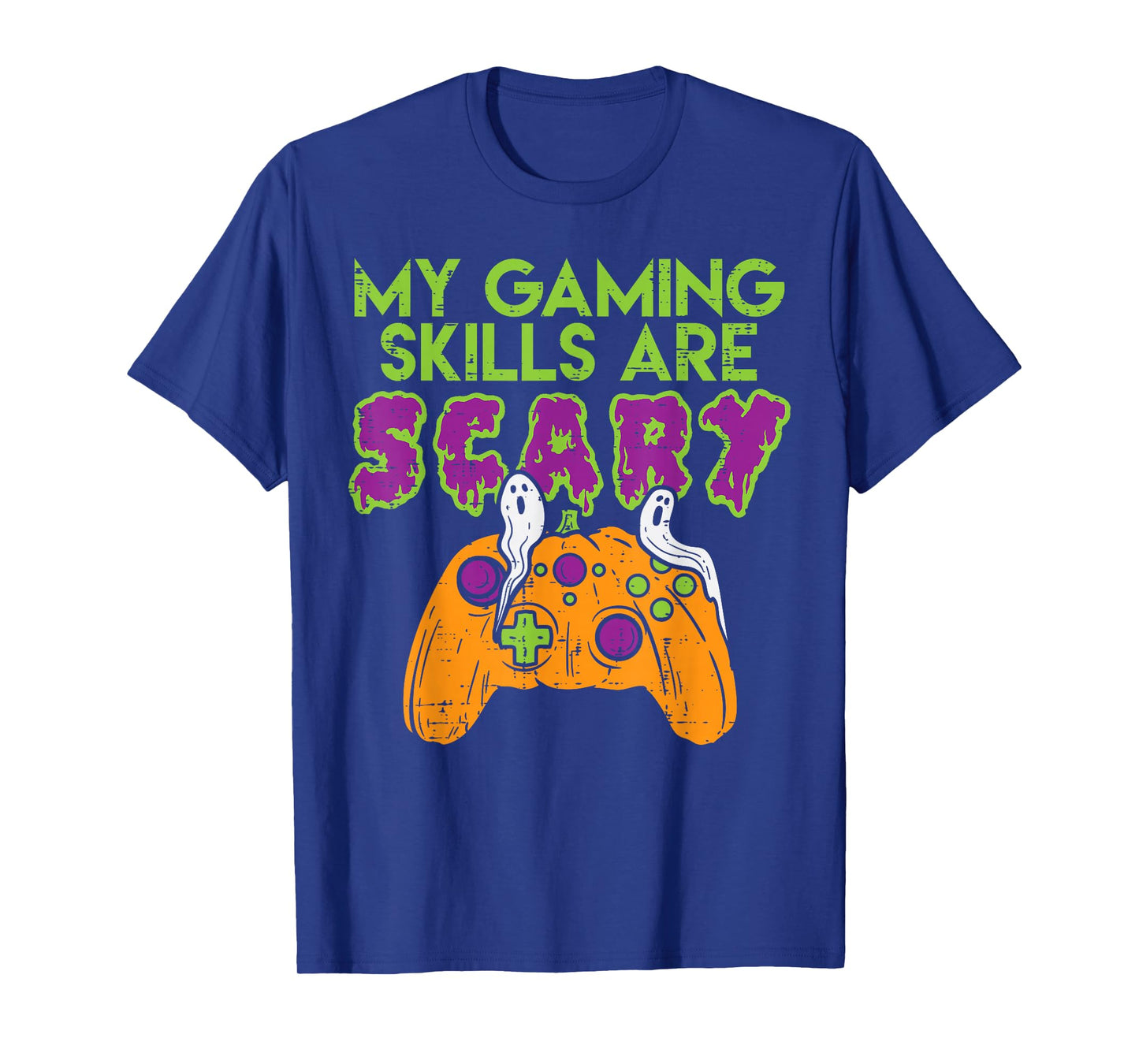 Gaming Skills Scary Pumpkin Controller Boys Halloween Gamer T-Shirt