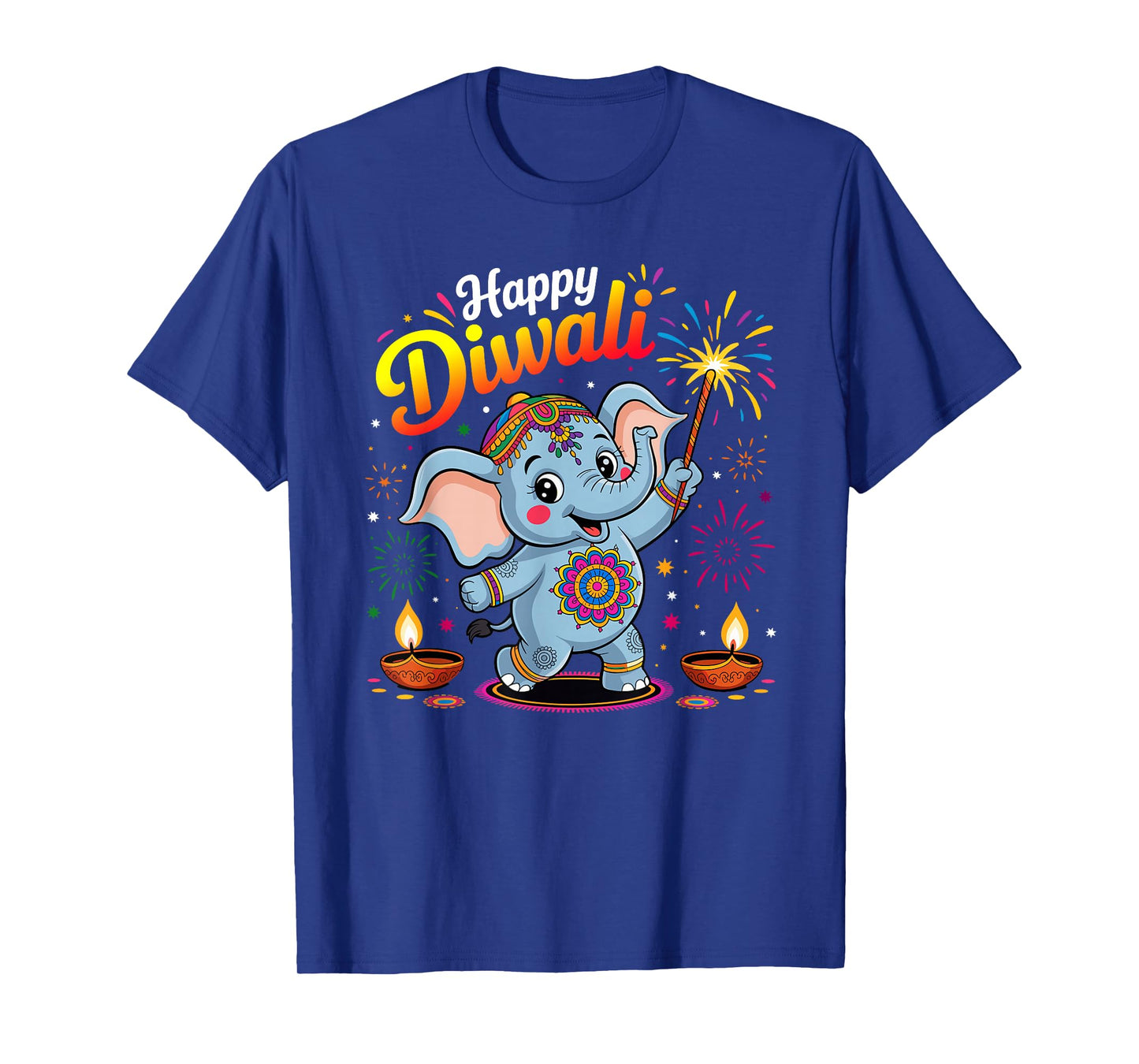 Happy Diwali Cute Elephant Festival Lights Celebration Kids T-Shirt