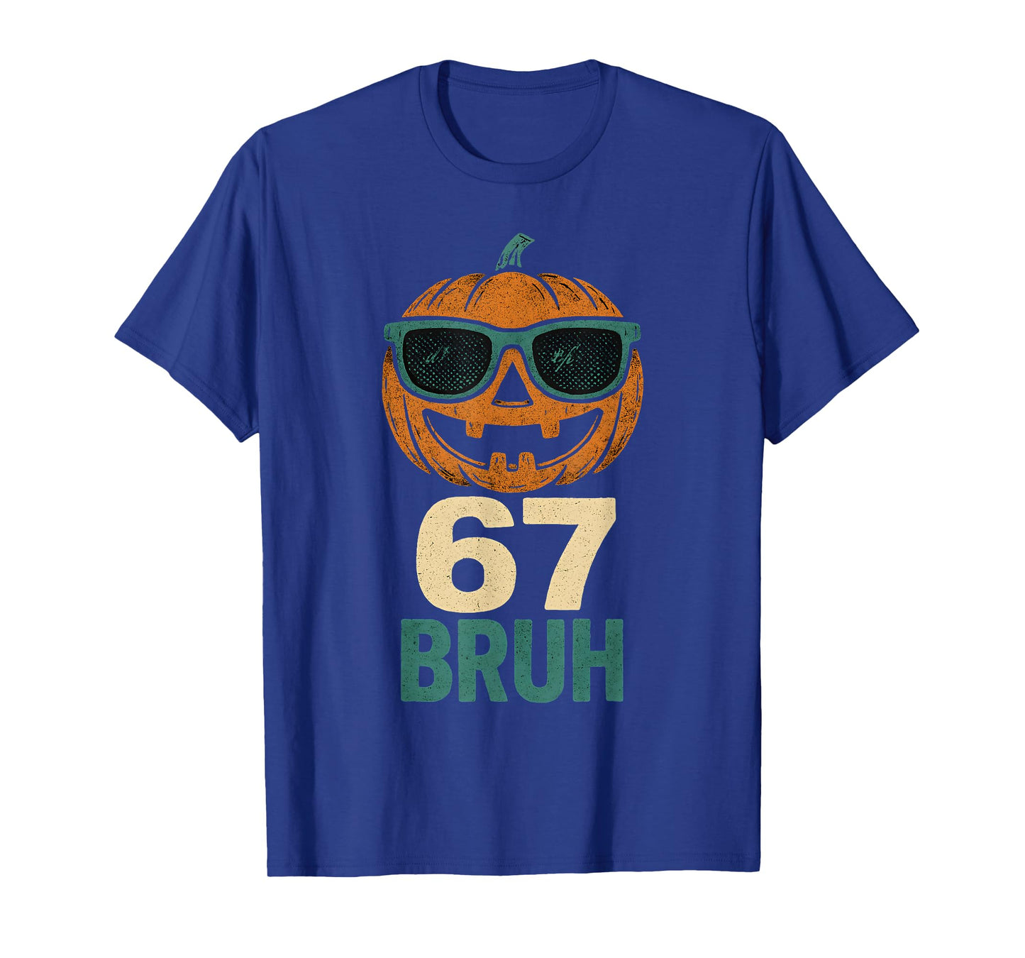 67 Halloween Bruh Pumpkin 6-7 Meme Gen Alpha Slang Six Seven T-Shirt