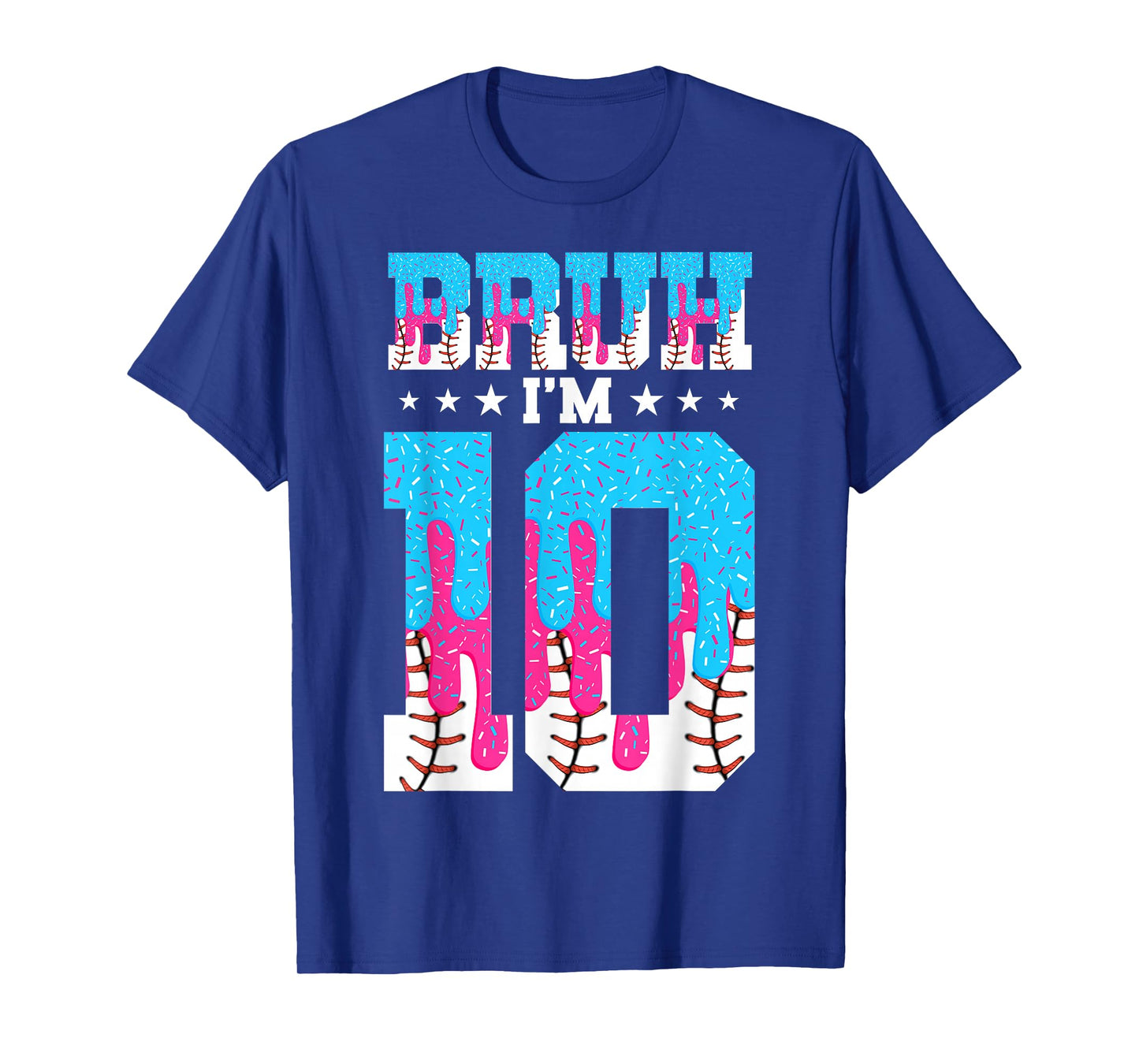 Bruh 10th Birthday Boy Baseball Ice Cream Drip 10 Year Old T-Shirt