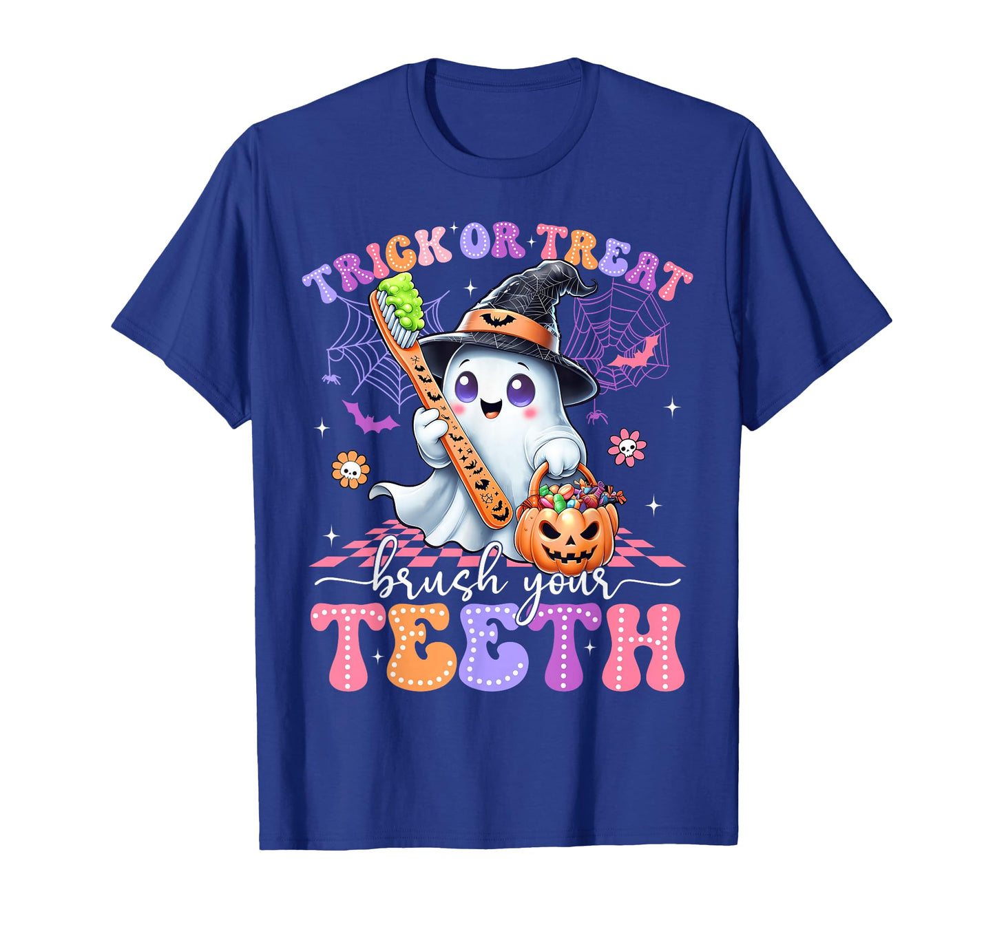 Retro Halloween Trick Or Treat Brush Your Teeth Cute Dentist T-Shirt