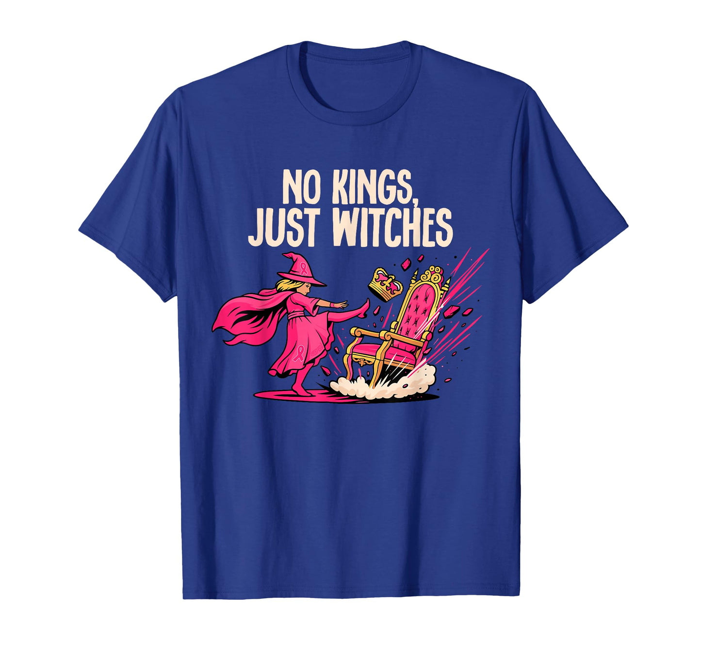 No Kings Just Witches tee Breast Cancer Awareness Pink Witch T-Shirt