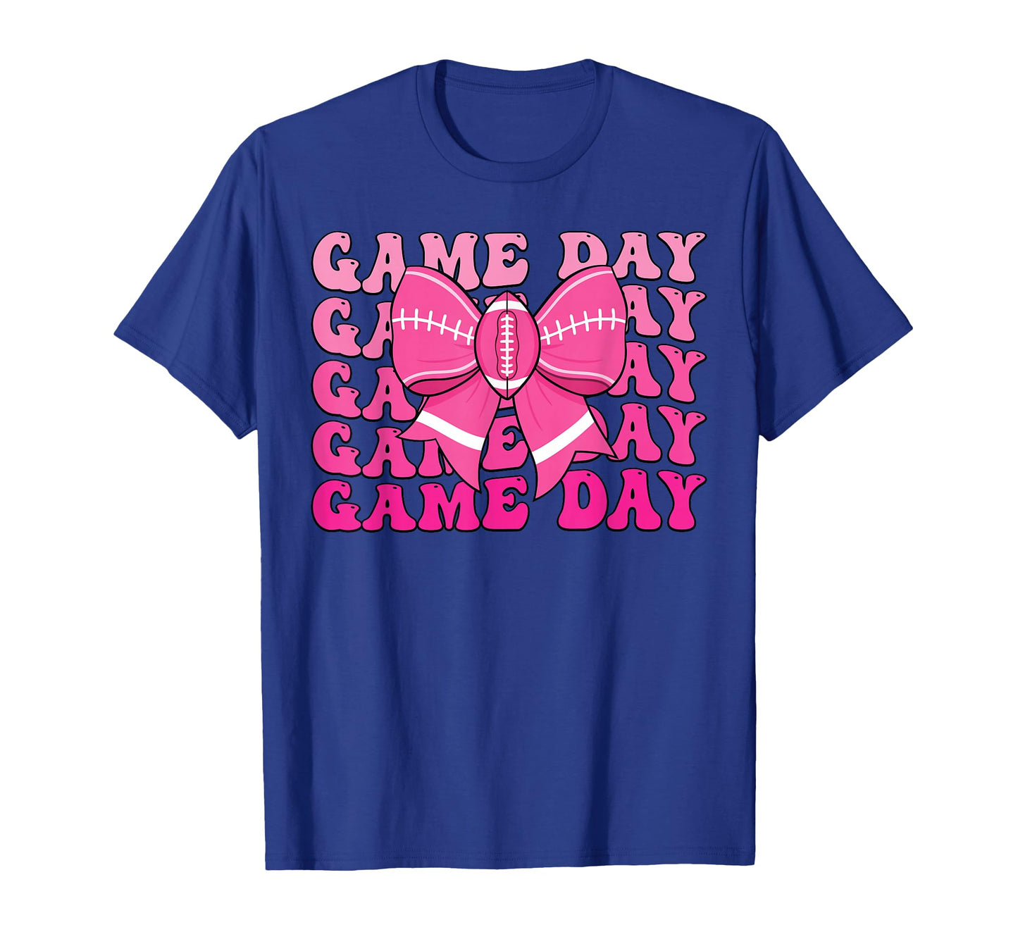 Game Day Football Season Football Mama Pink Coquette Bow T-Shirt