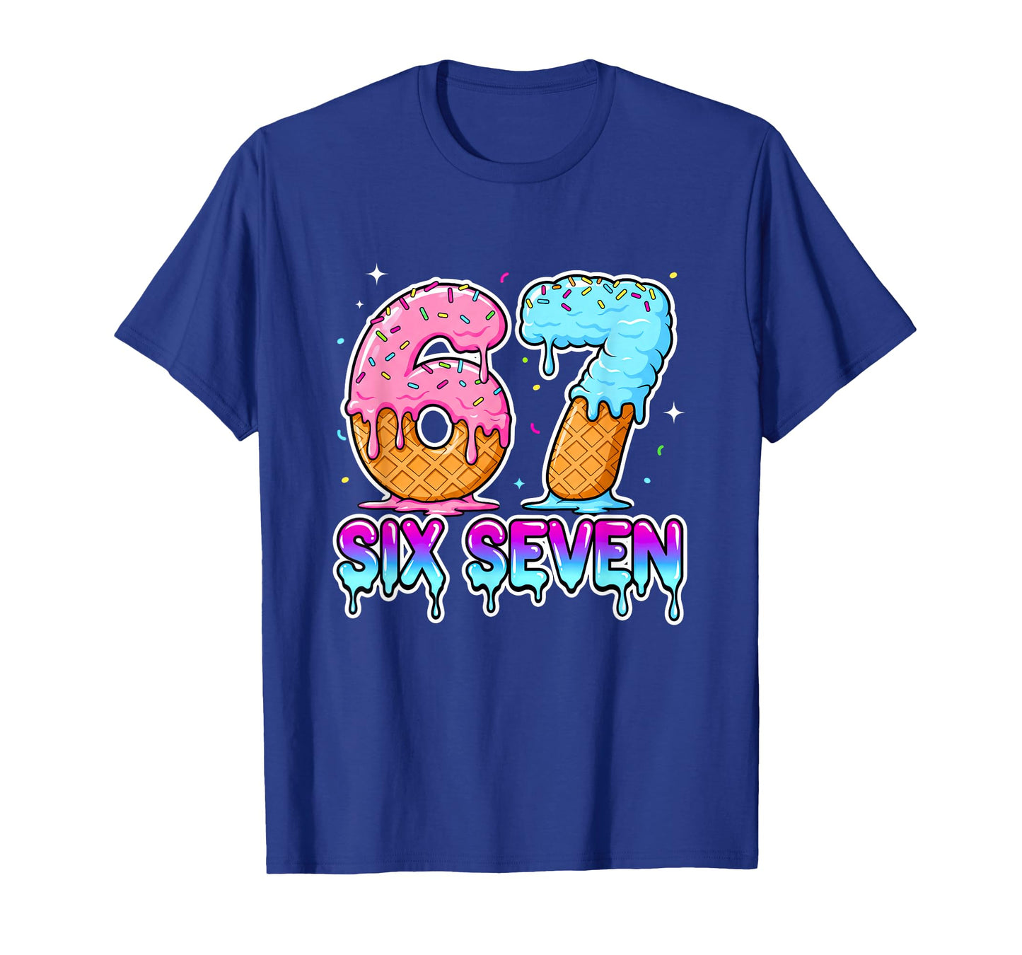 Six Seven Ice Cream Drip Cool Meme 67 Funny Gen Alpha T-Shirt
