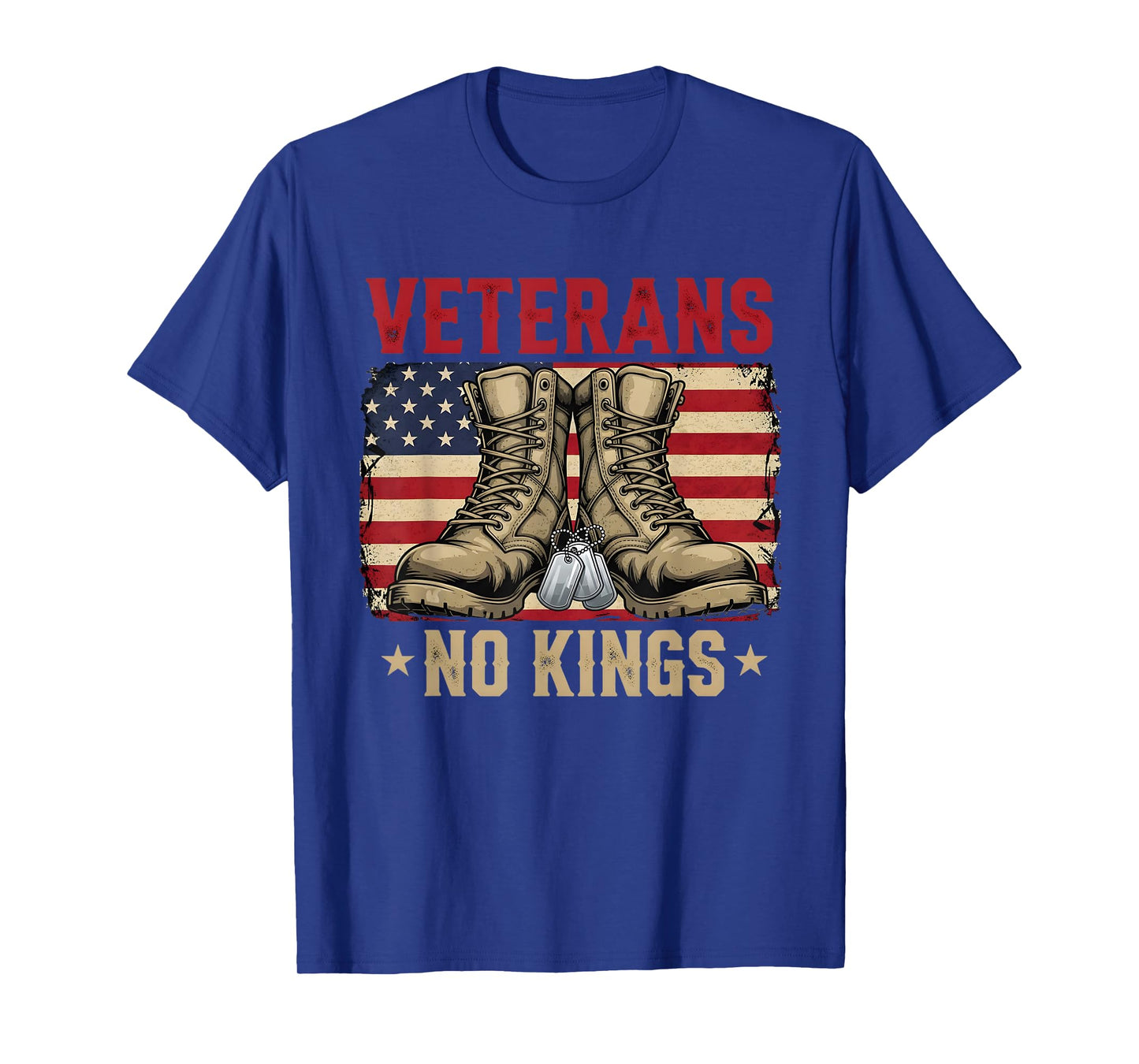 Veterans No Kings Shirts Vintage Patriotic America Flag T-Shirt