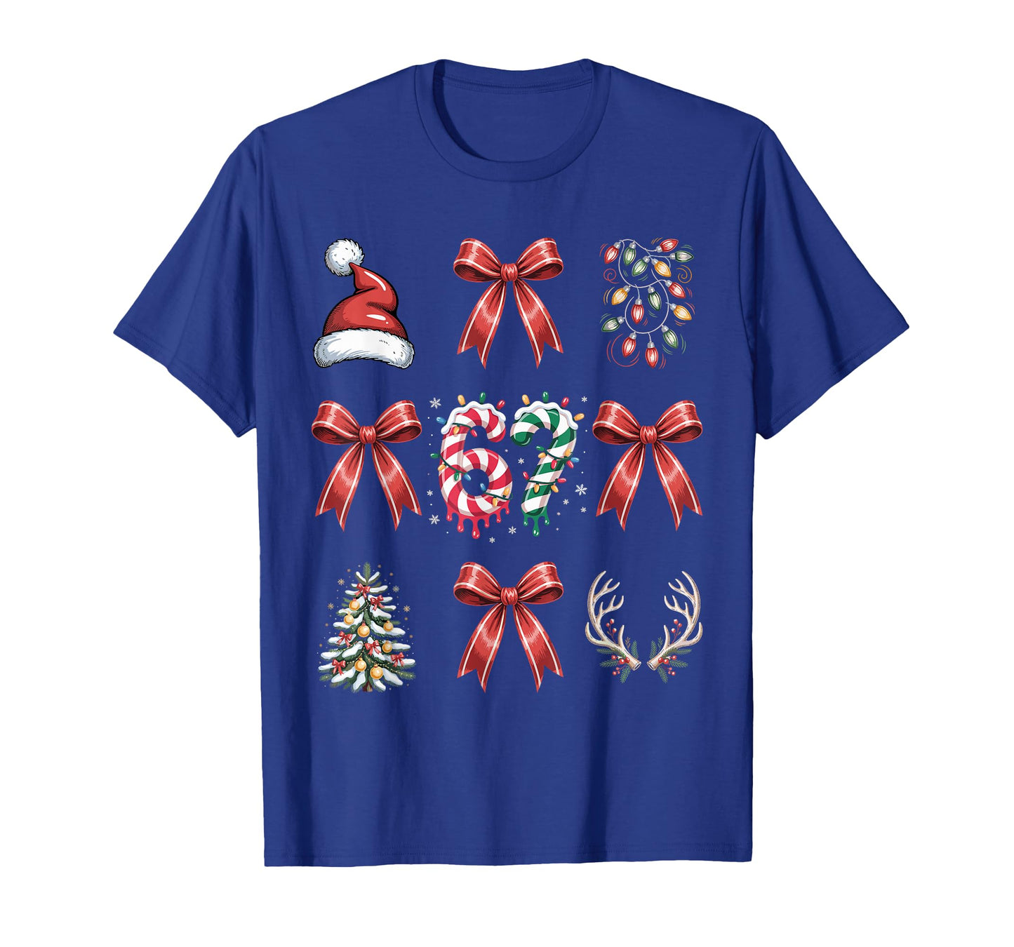 67 Ribbon Christmas Tree Xmas Holiday Number 67 T-Shirt