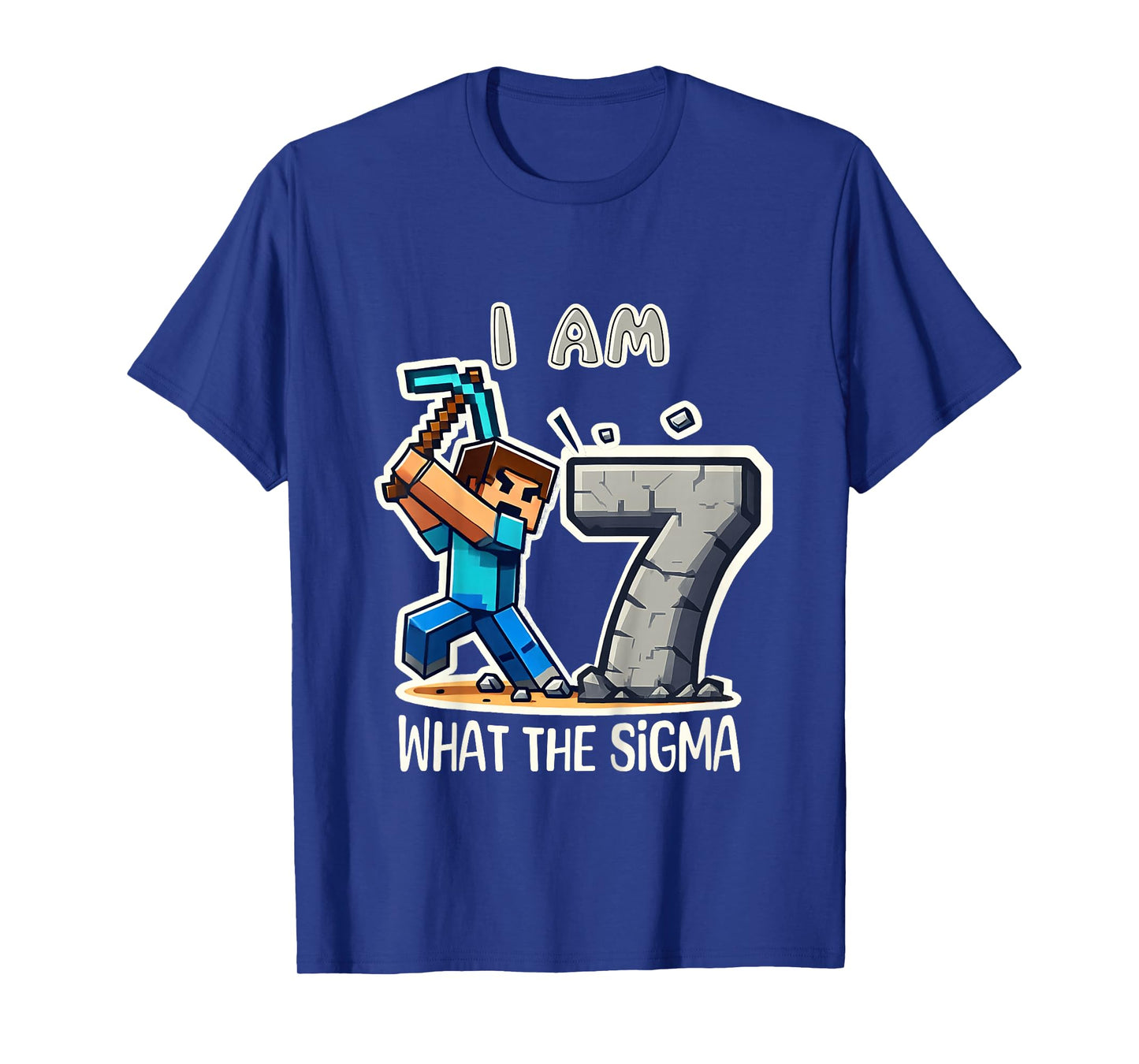 Kids 7 Years Old Sigma Pixel Art Mining Gamer Birthday T-Shirt