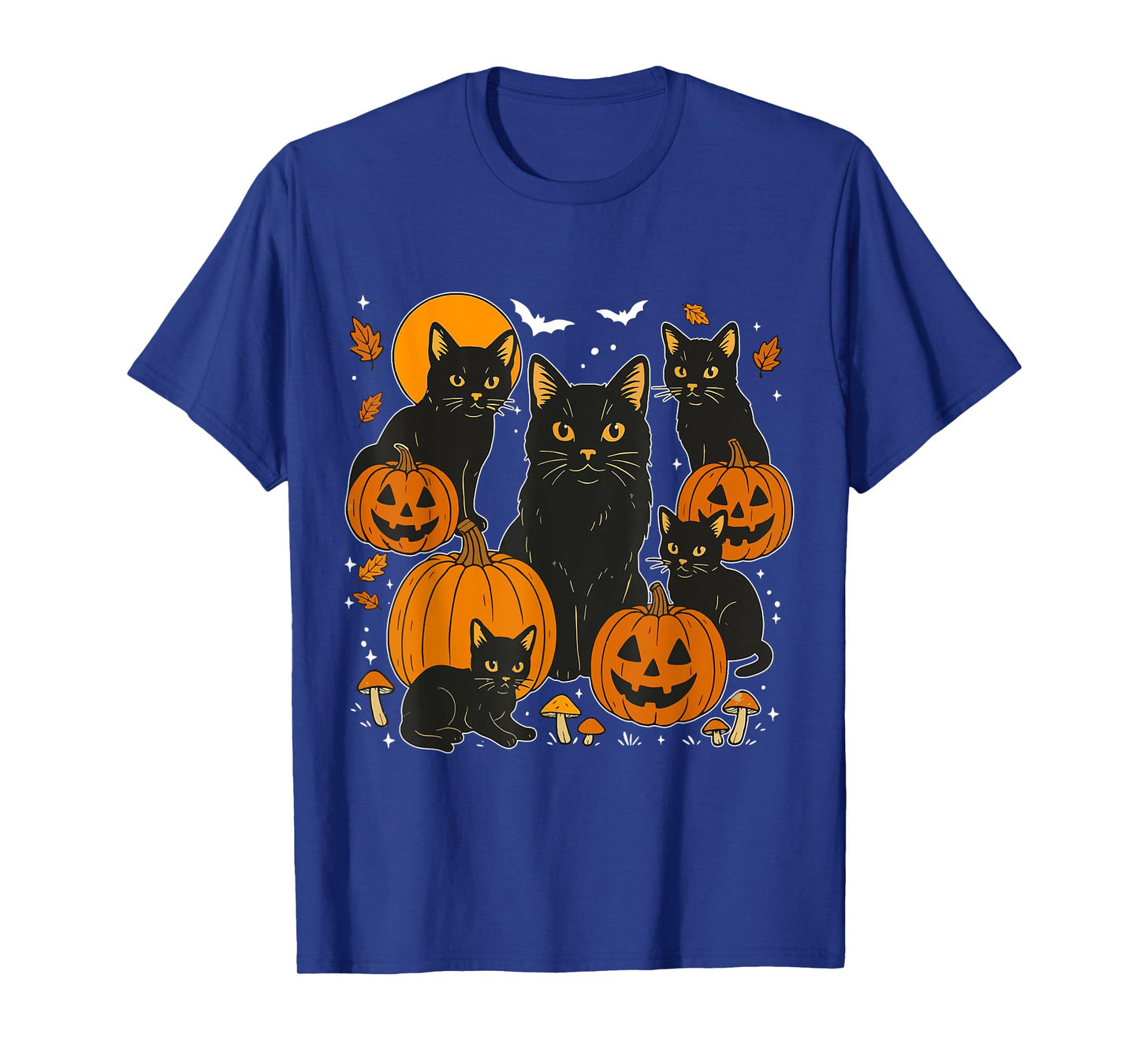 Retro Black Cat Halloween Pumpkin Costume For Women Men Kids T-Shirt