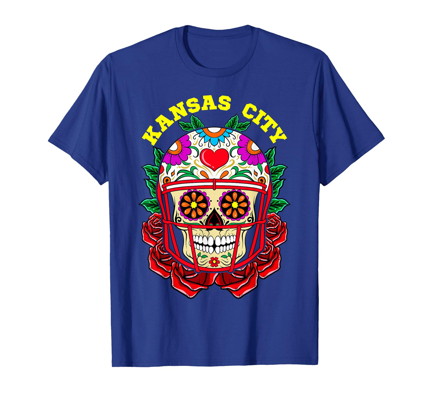 Kansas Day Sugar Skull Football Helmet Game Day Y'all T-Shirt